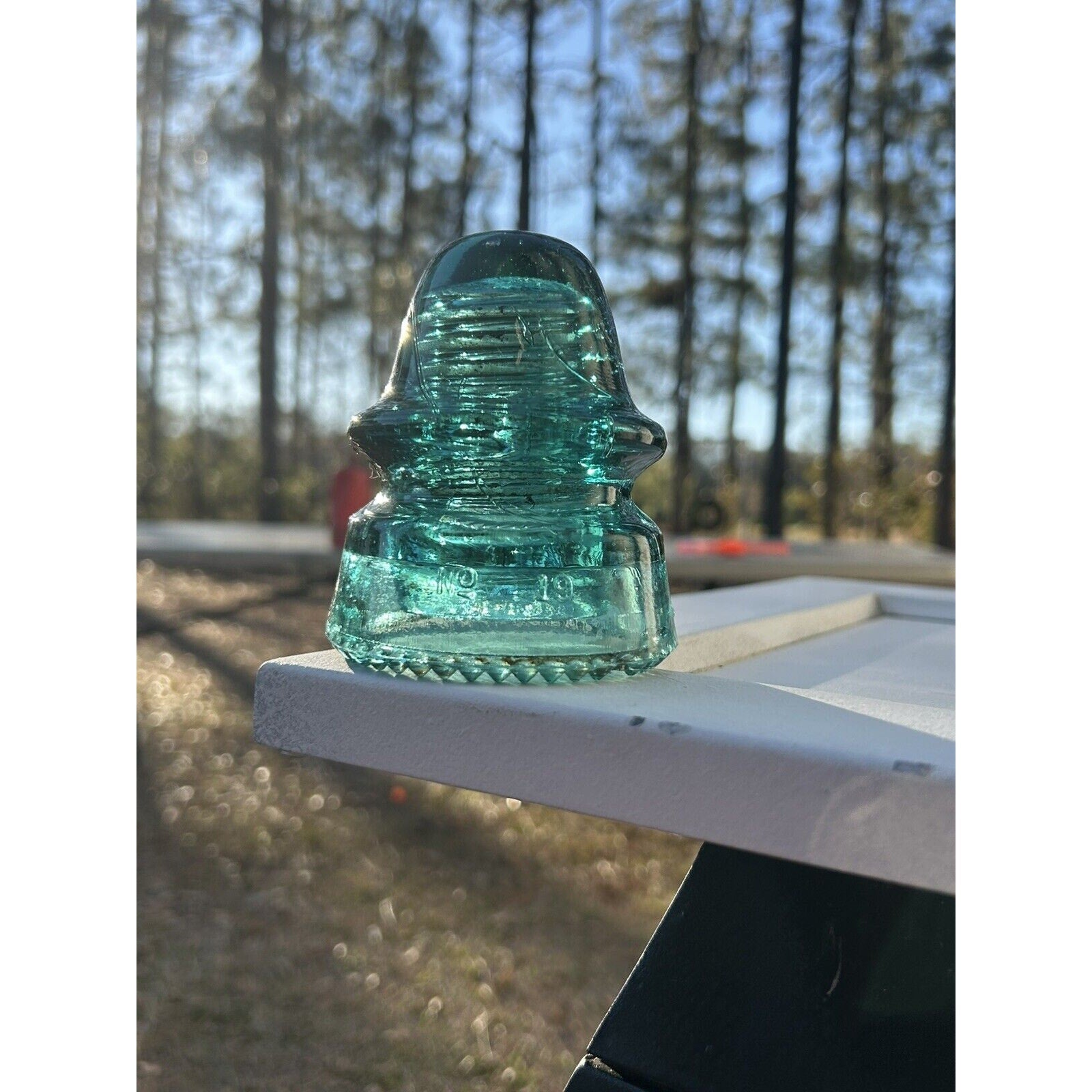 Vintage Hemingray No 19 green SDP insulator all angles