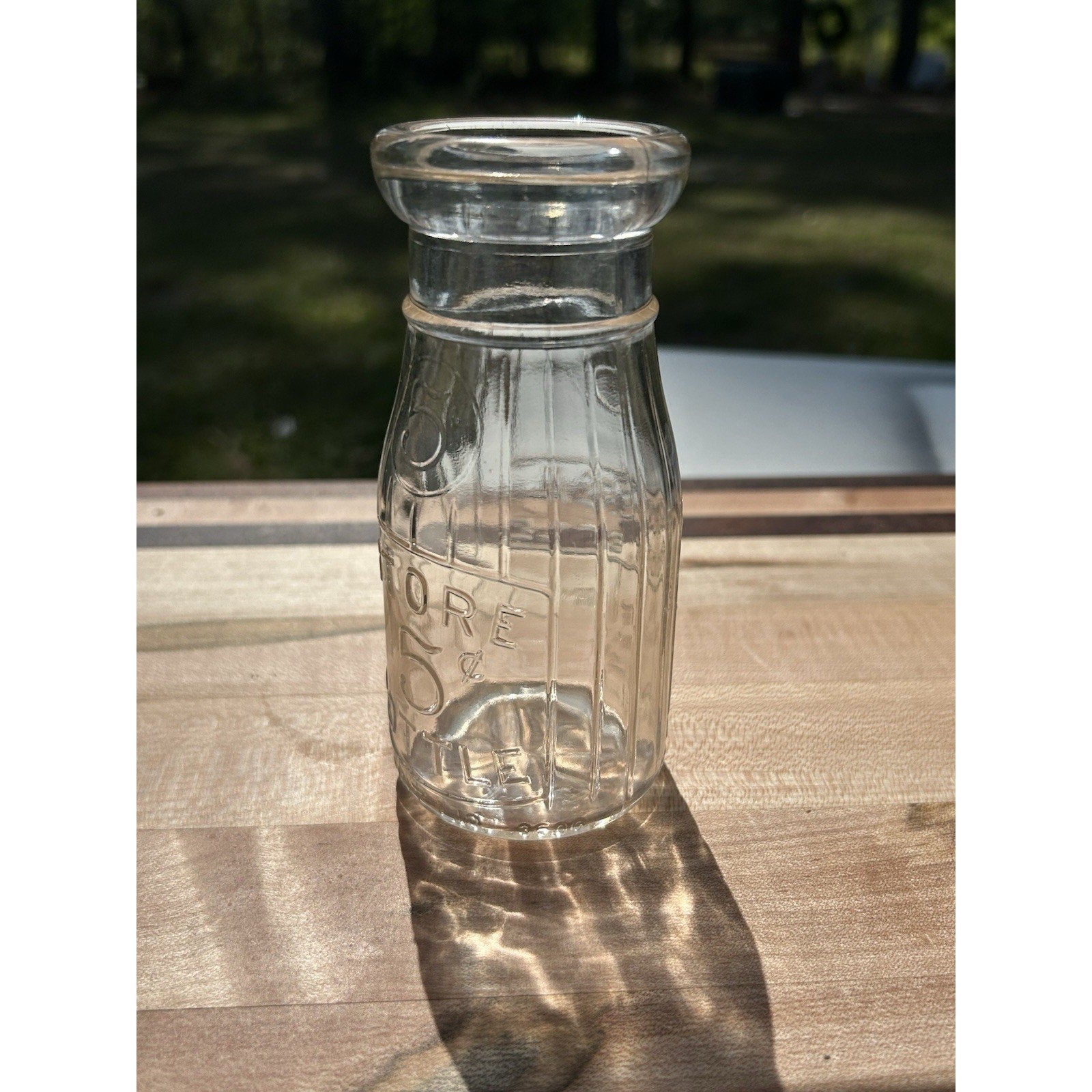 Half pint Universal Store dairy glass bottle all angles