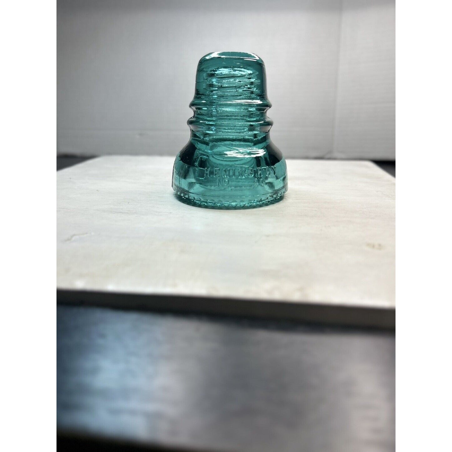 Antique Hemingray No. 40 CD 152 Aqua Glass Insulator — Patent May 2, 1892 — Embossed Variant