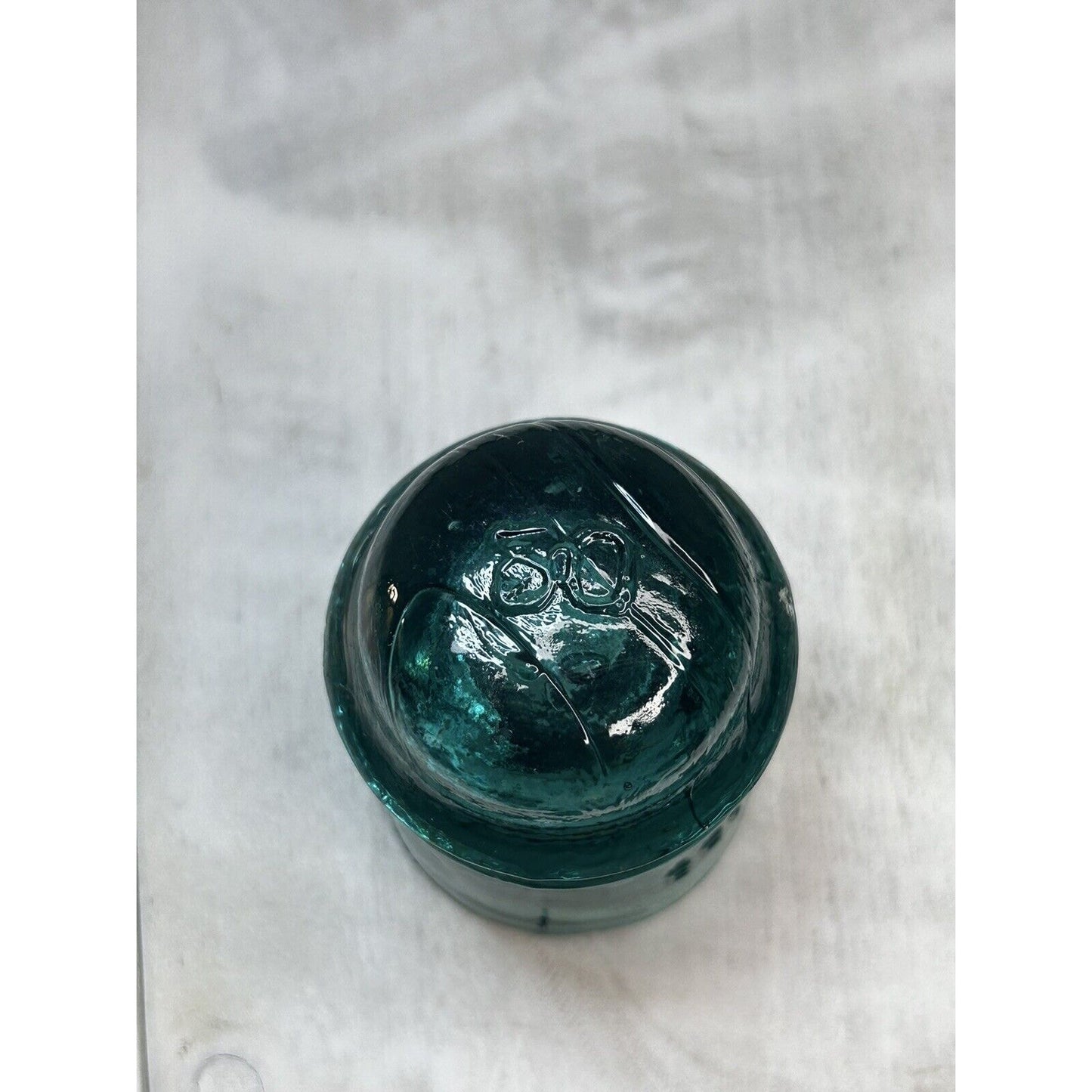 Antique Green Brookfield Glass Insulator — Embossed Dome Top — Uncommon Color