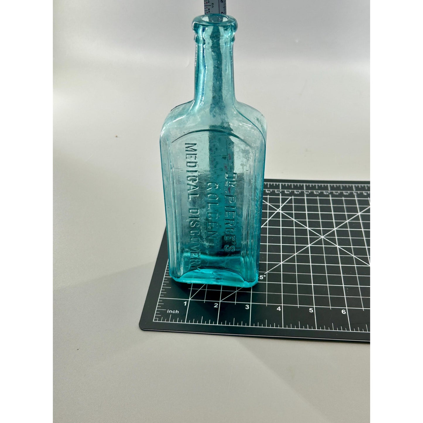 Antique Dr Pierce Golden Medical Discovery Aqua Blue Medicine Bottle Buffalo NY Patent Medicine c1880s