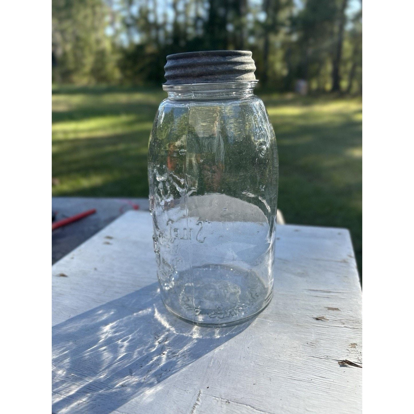 Antique Mason Jar Kerr Self Sealing 1915 Sand Springs Oklahoma Seed Bubble Glass Rare Fruit Jar Collector