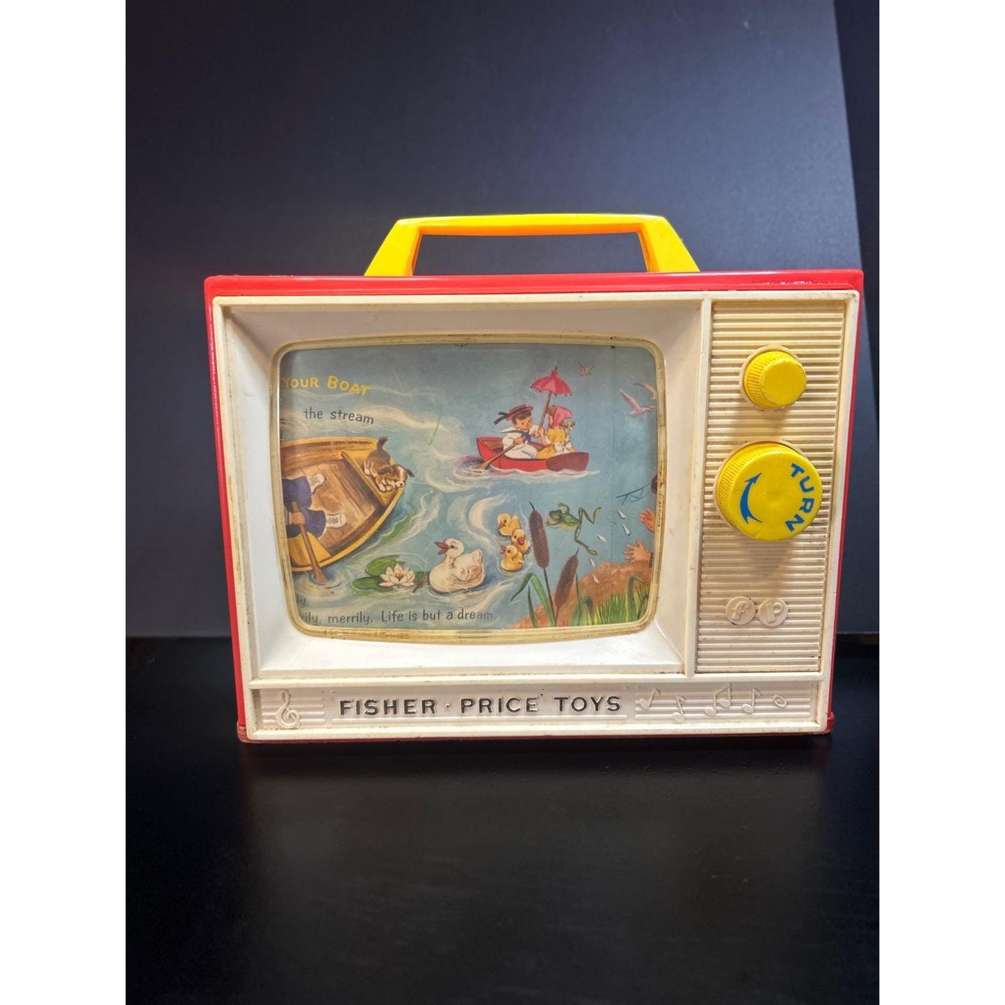 Vintage Fisher-Price Two Tune Music Box TV #114 – London Bridge & Row Row Row Your Boat – Working