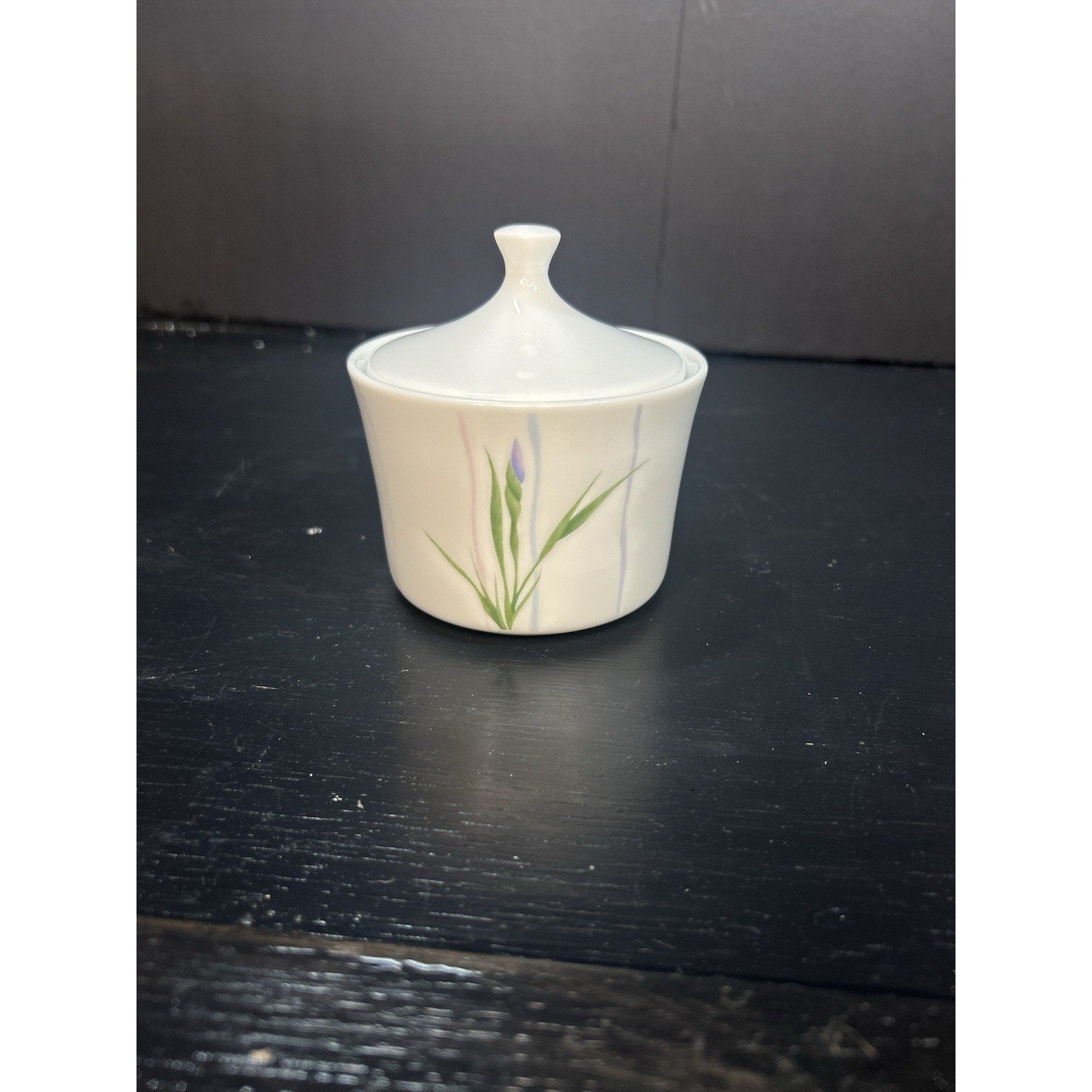Corning Corelle Shadow Iris Sugar Bowl side angle vintage decor