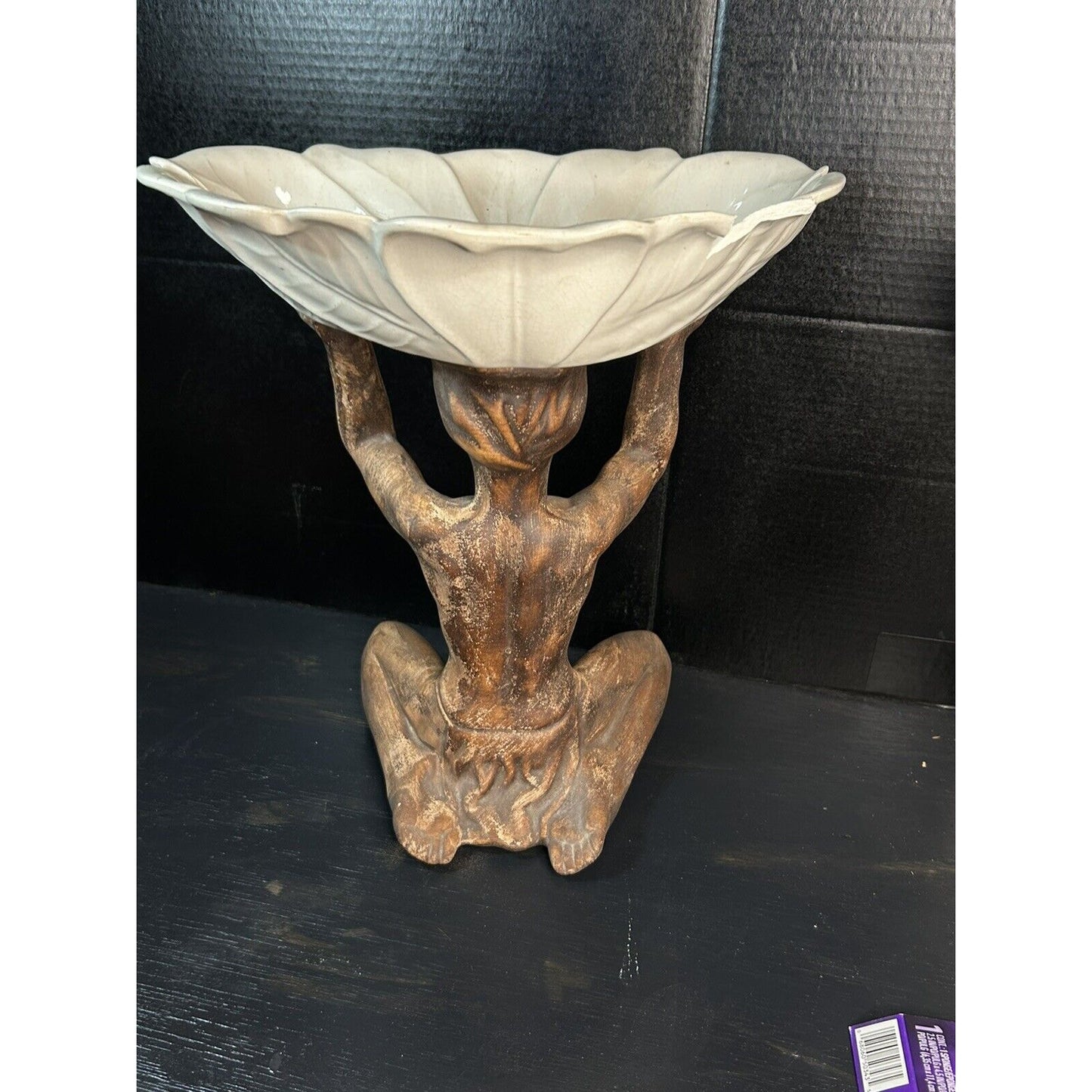 Vintage Lane & Co. 1958 Ceramic Compote — Kneeling Figure — Art Deco Folk Art — Van Nuys CA — Second Example