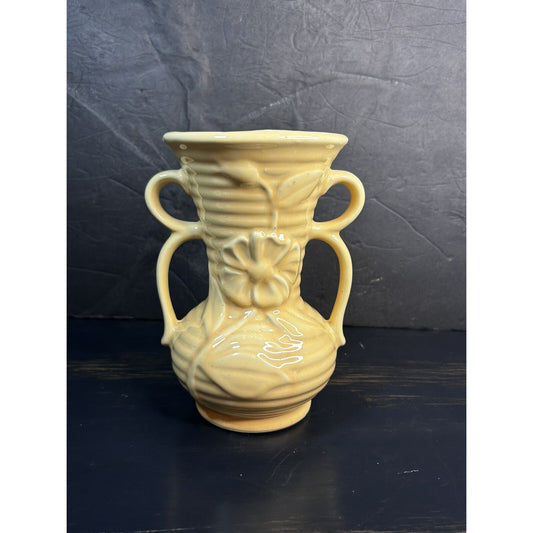 Shawnee USA Pale Peach Tan Double Handle Vase Vintage MCM Art Pottery