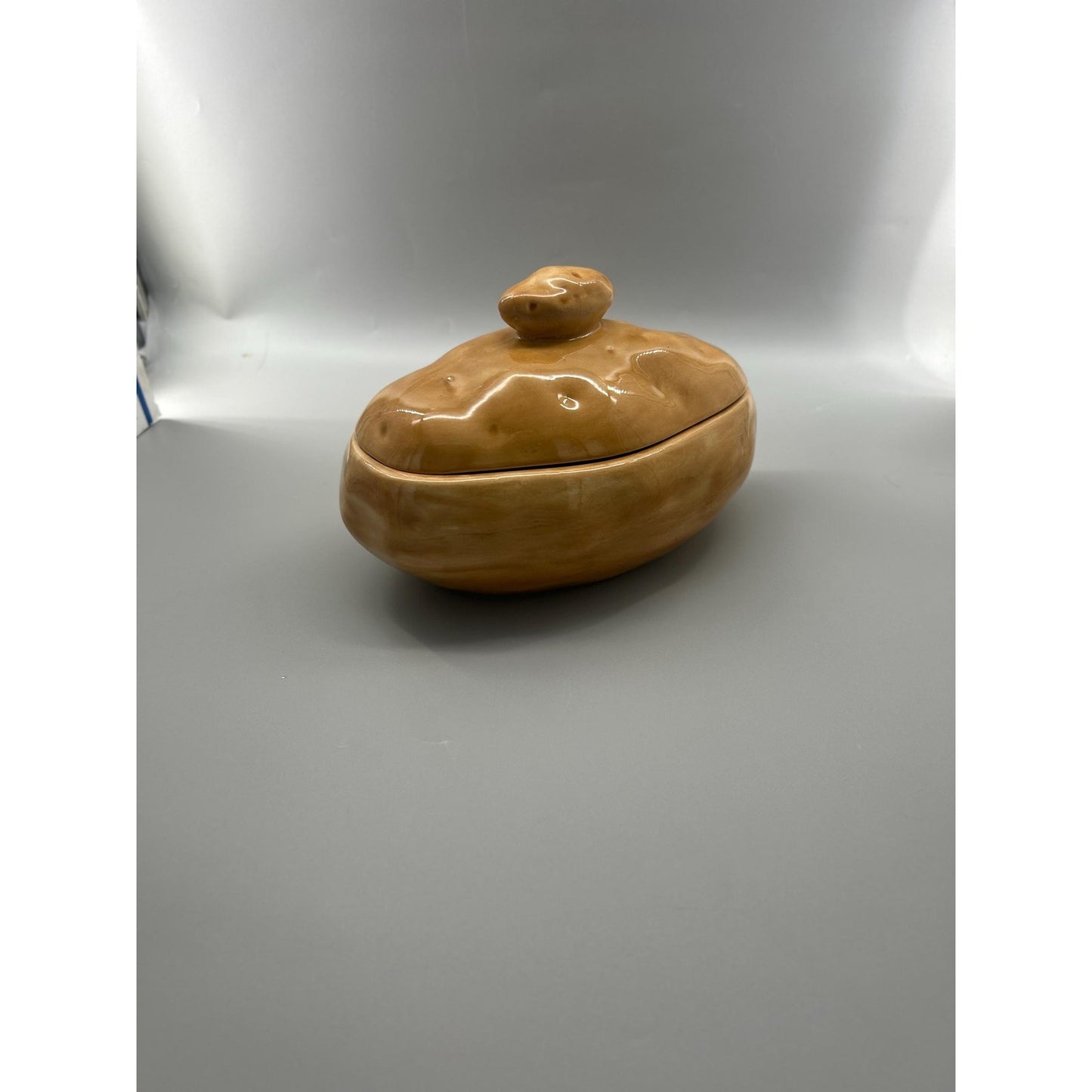 Atlantic Mold Potato Form Covered Dish • Novelty Lidded Potato Container • Studio Pottery Sculptural Ceramic • Signed 1981