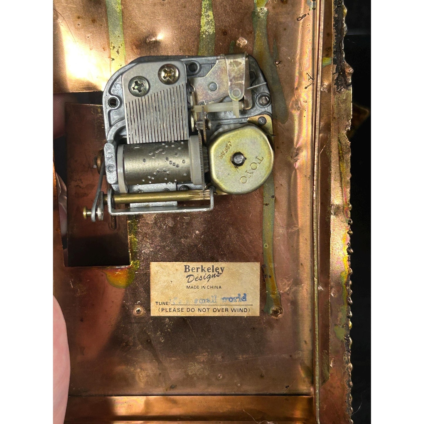 Vintage Berkeley Designs Brass Kinetic Music Box • Working TOYO Movement • Moving Figures Garden Scene • “It’s a Small World” Sculpture rare