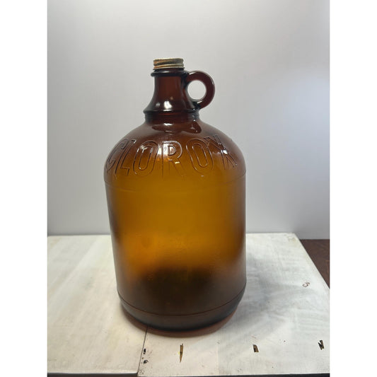 Vintage Clorox Amber Glass Jug • Embossed Gallon Bottle, Farmhouse Décor • Farmhouse Decor • Rustic Decor • Primitive Decor • Shelf Display