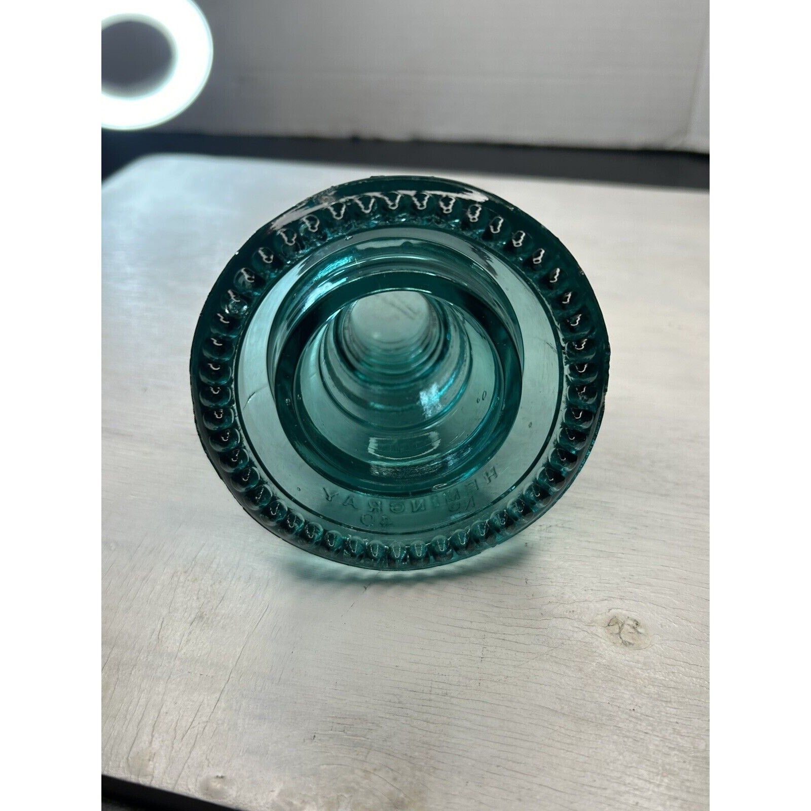 Hemingray No 40 CD 152 aqua glass insulator natural light