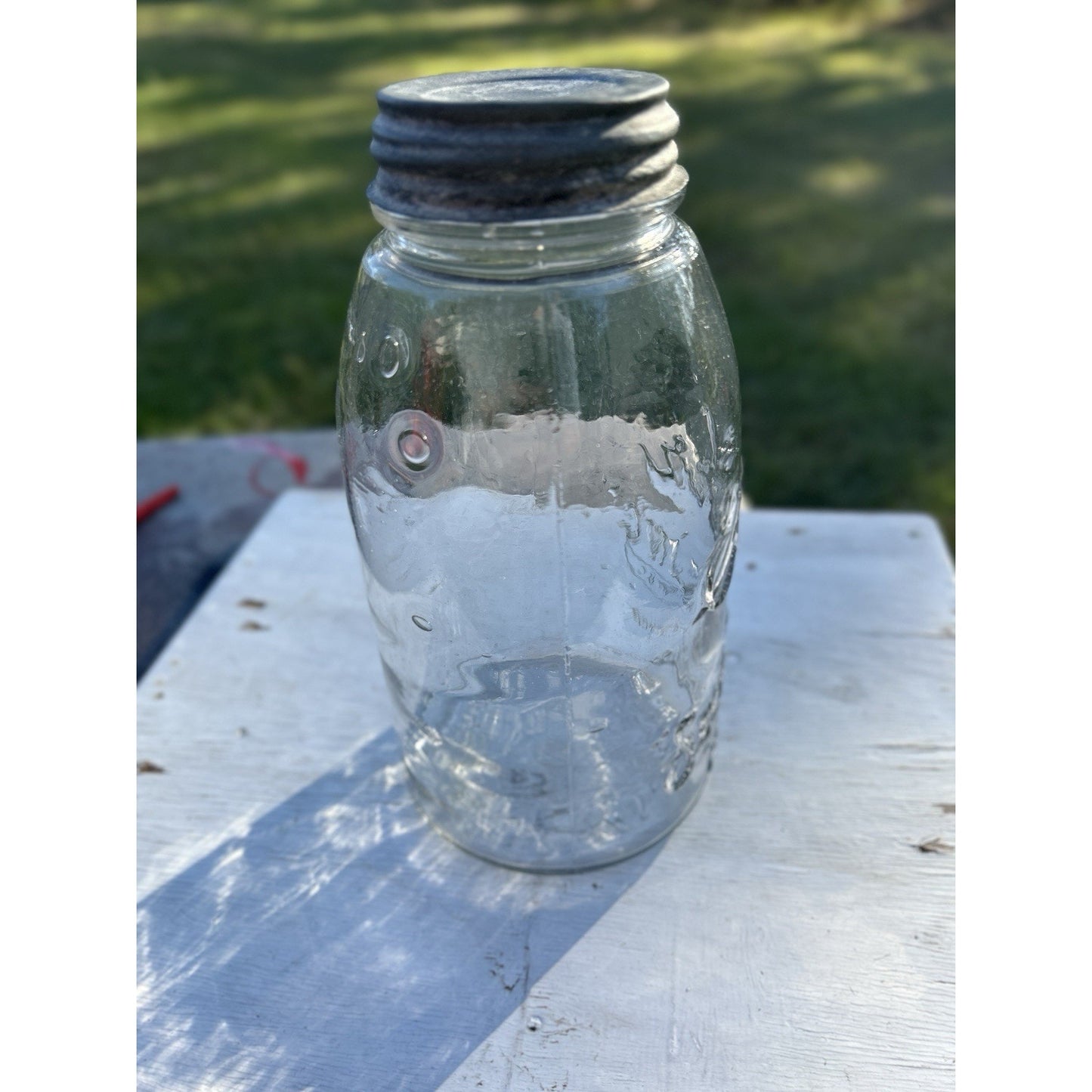 Rare Kerr Mason Jar Sand Springs OK 1915 Patent Seed Bubble Glass Near Mint