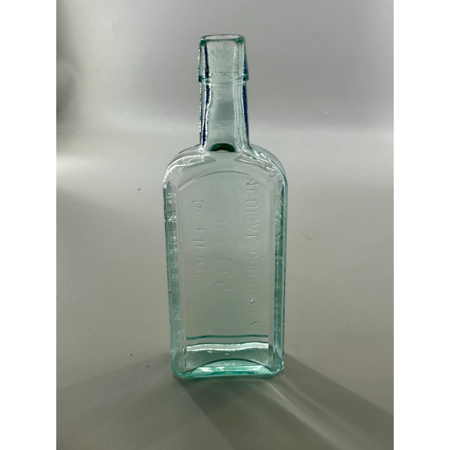 Antique Dr Pierce Golden Medical Discovery Applied Top Aqua Hand Blown Patent Medicine Bottle Buffalo NY 1880s Seed Bubbles
