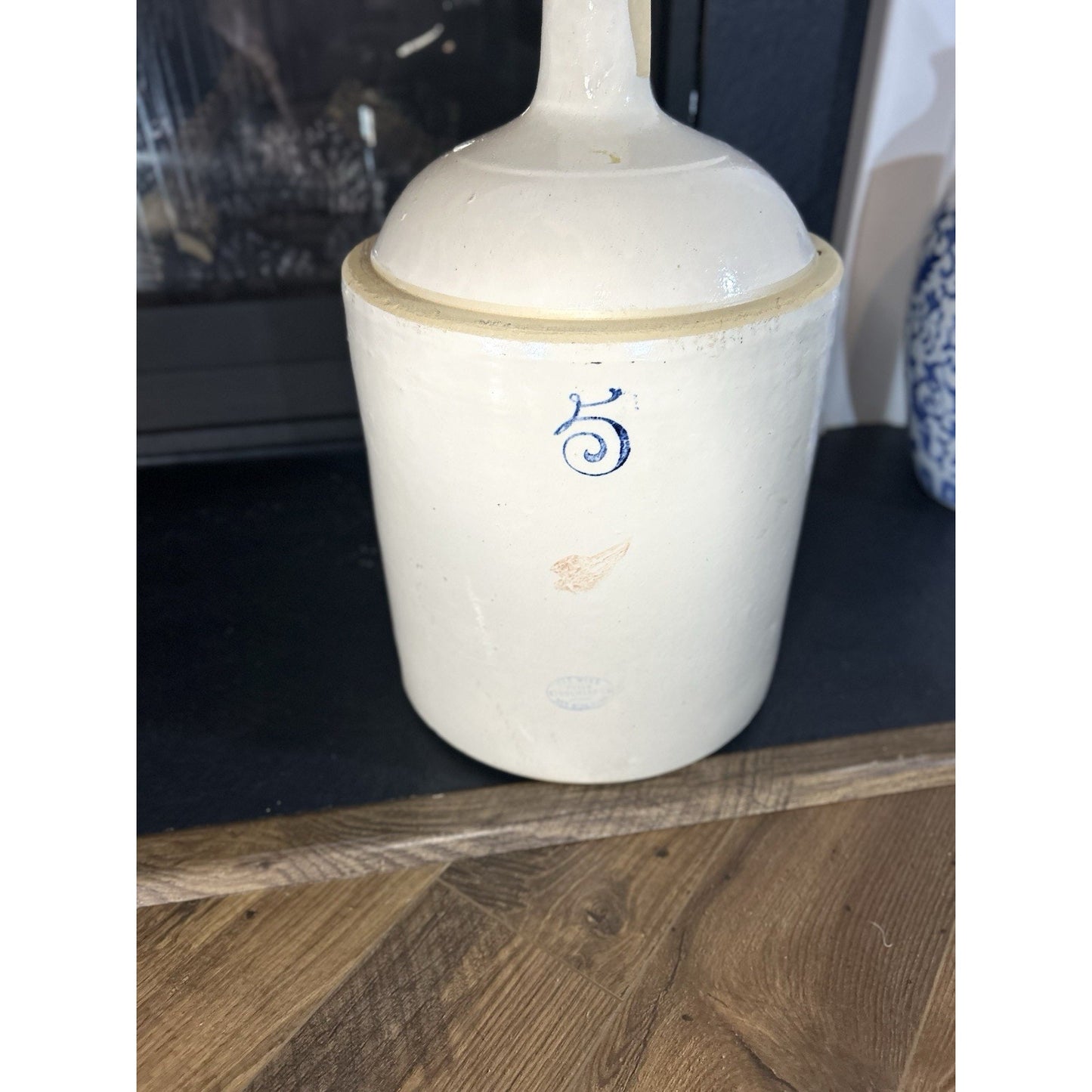 Antique Red Wing Stoneware Crock • 5 Gallon Union Oval Stamp • Early 1900s Stoneware • Farmhouse Decor • Rustic Decor • Shelf Display