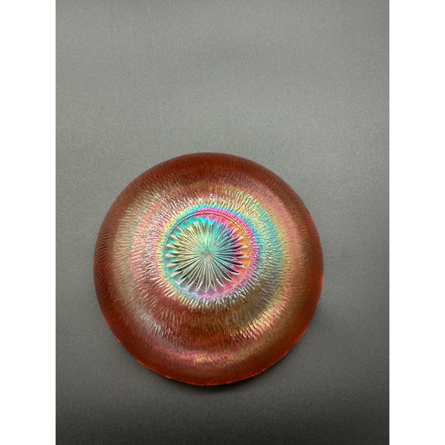 Vintage Antique Carnival Glass Bowl | Amber Marigold Iridescent Bowl | 1920s Pressed Glass