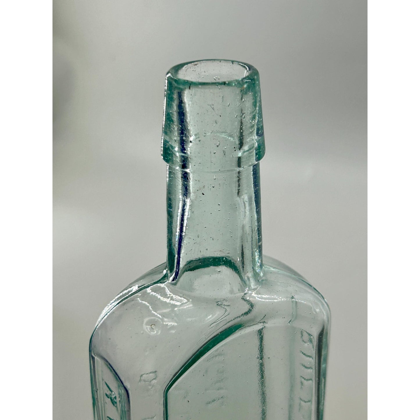 Antique Dr Pierce Golden Medical Discovery Applied Top Aqua Hand Blown Patent Medicine Bottle Buffalo NY 1880s Seed Bubbles