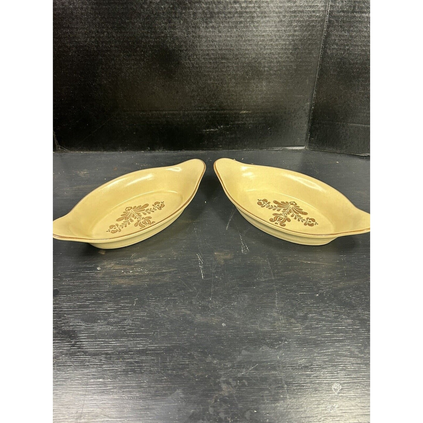 Pair of Vintage Pfaltzgraff Stoneware Village Au Gratin Baking Dish