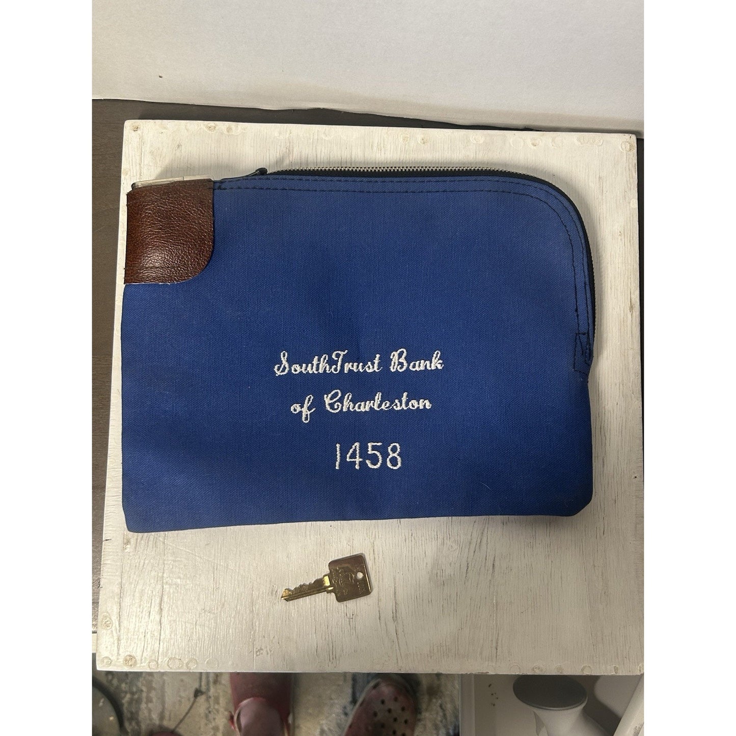 Vintage Rifkin Embroidered Bank Bag — Arco Lock with Key — Charleston SC Financial Institution — Rare Complete