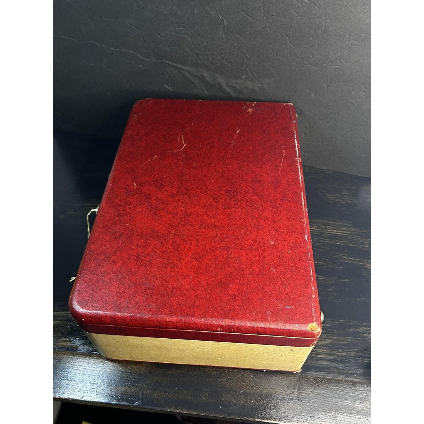 Vintage 1950s Red Vanity Train Case Hard Shell Makeup Case Bakelite Handle Travel Case