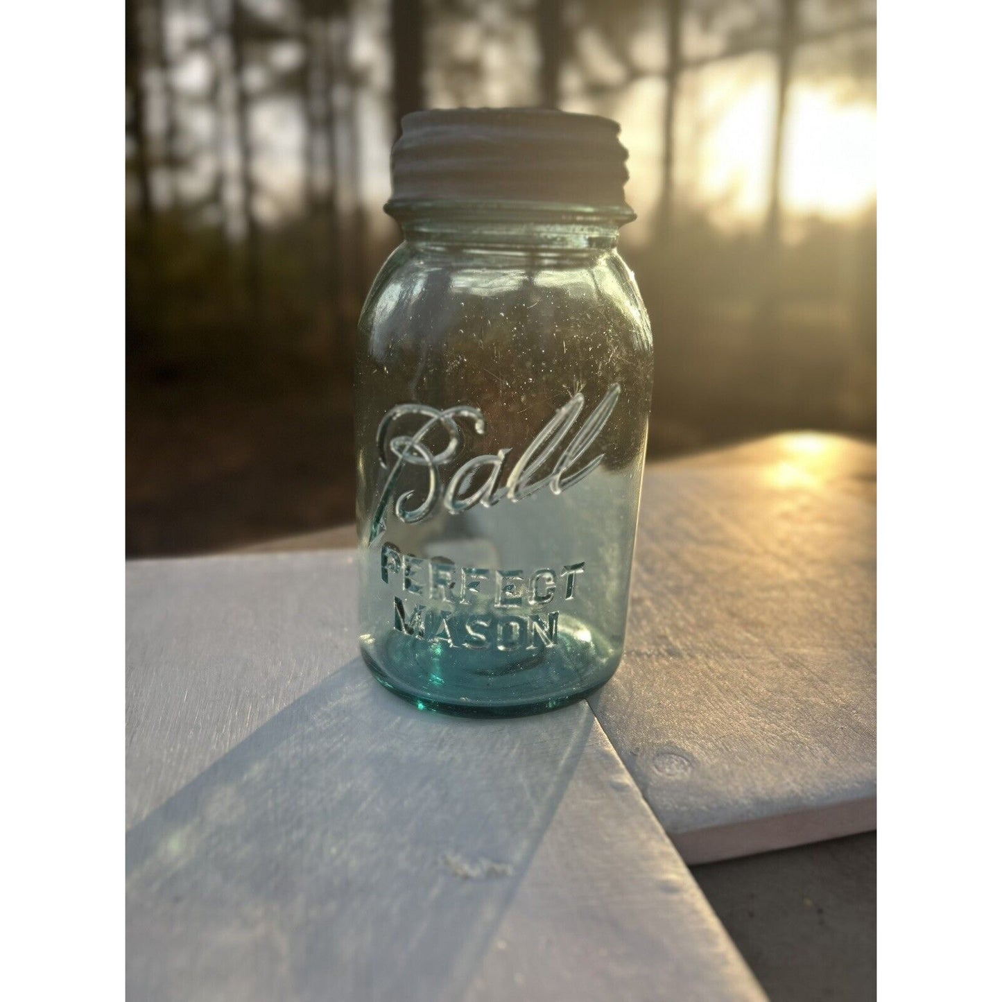Ball Perfect Mason 1920s rare blue jar full profile