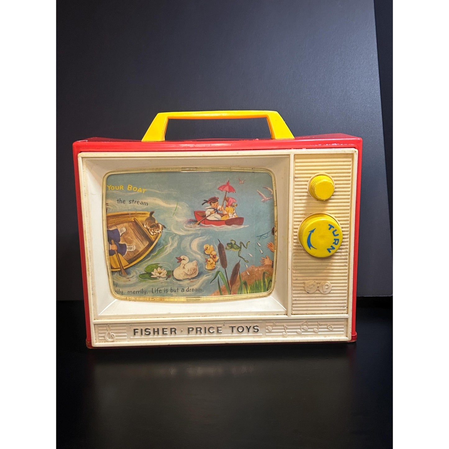 Vintage Fisher-Price Two Tune Music Box TV #114 – London Bridge & Row Row Row Your Boat – Working