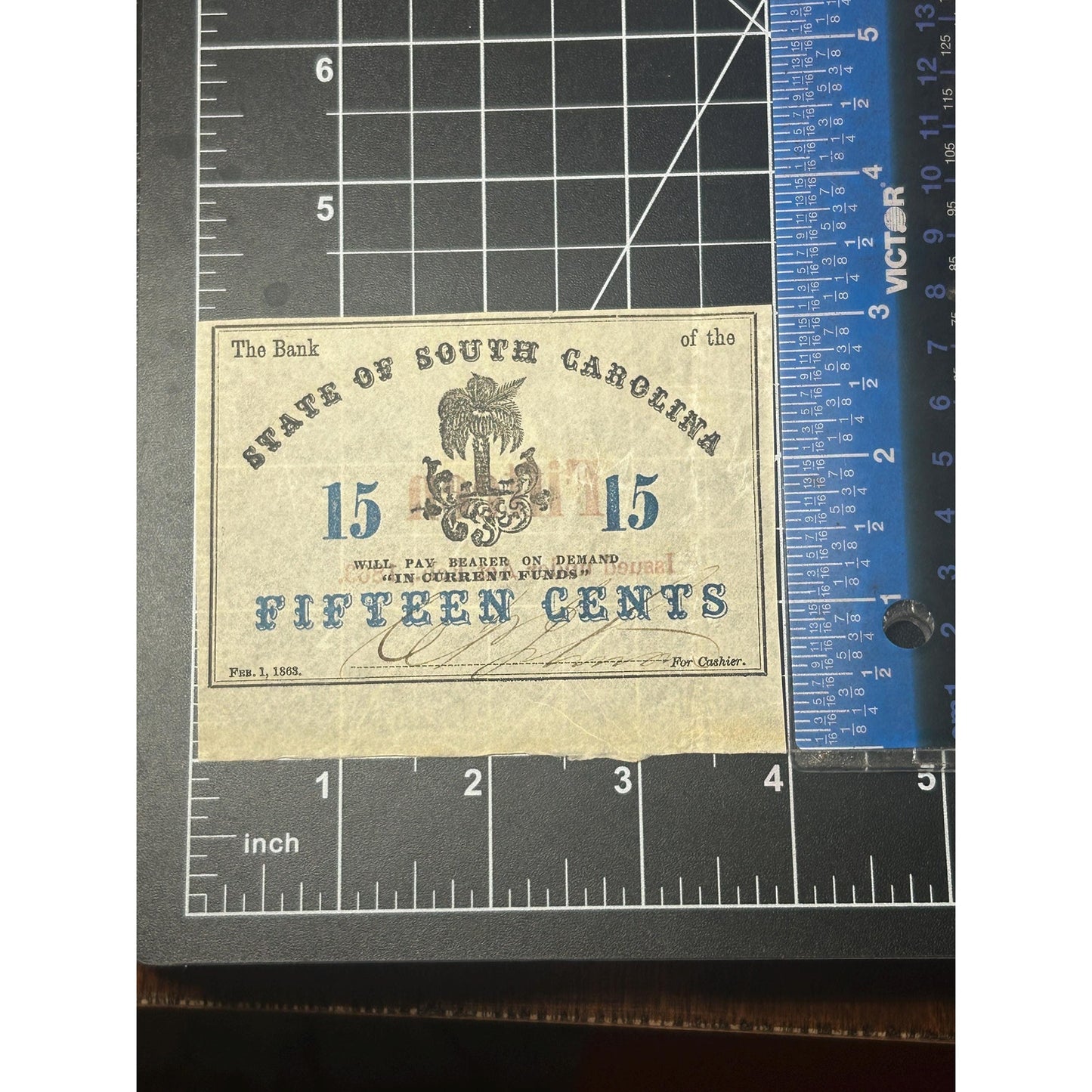 1863 South Carolina 15 Cent Civil War Fractional Currency Note – Confederate Era Bank of the State Antique Paper Money Rare condition!