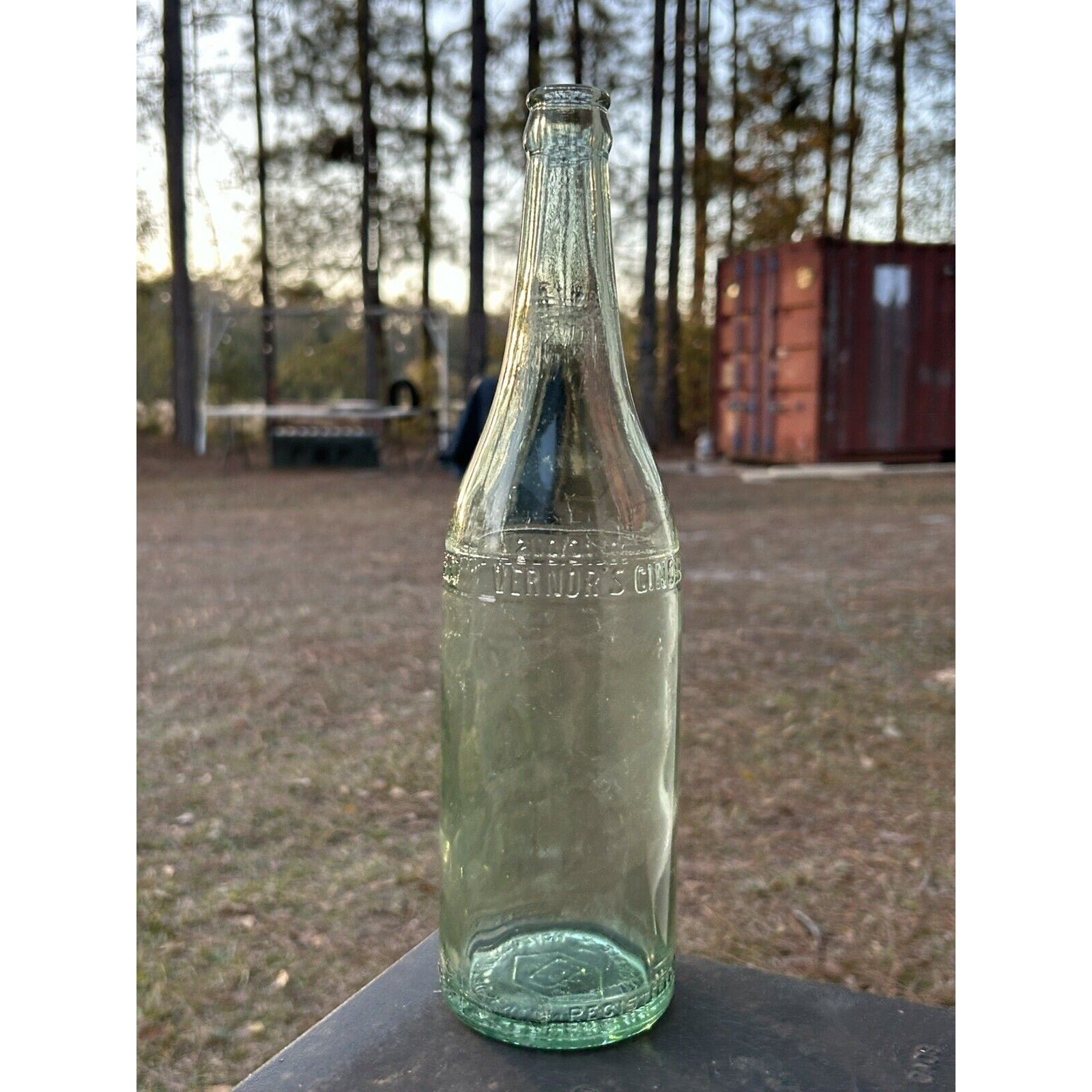 Early Vernors Ginger Ale embossed bottle top view