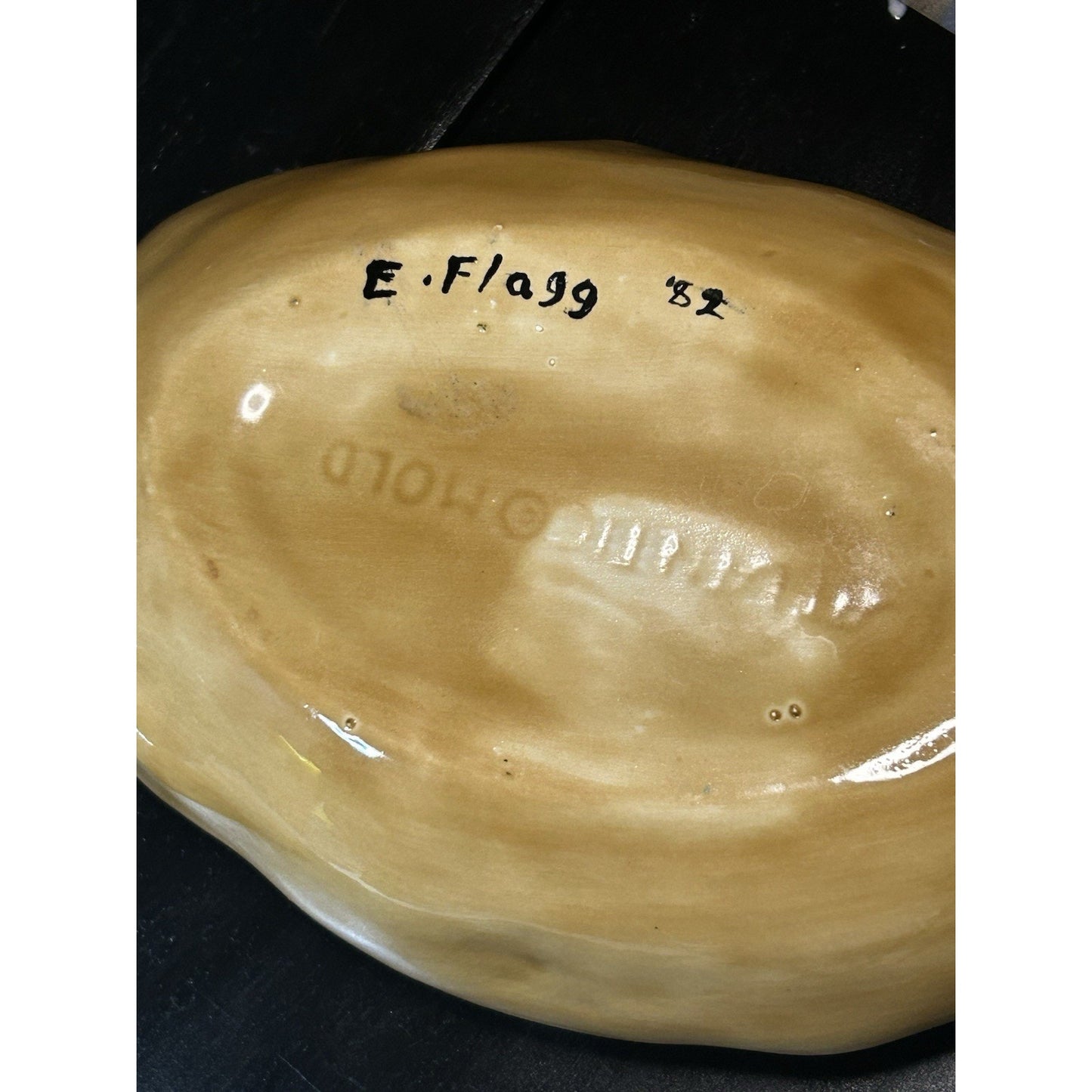 Vintage Ceramic Potato Dish Atlantic Mold Signed E. Flagg 1982 Lidded Server