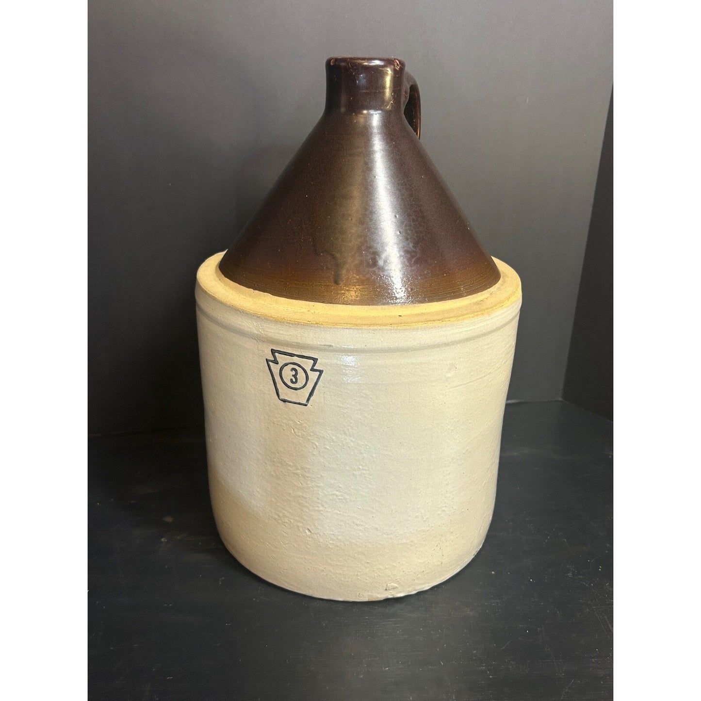 Pfaltzgraff 3 gallon stoneware crock jug top view primitive