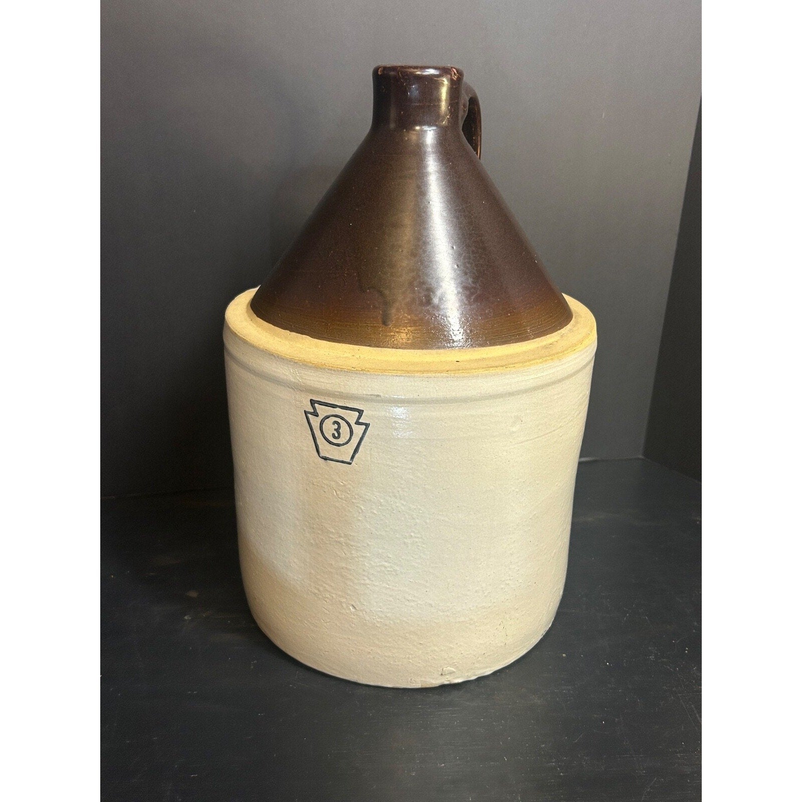 Pfaltzgraff 3 gallon stoneware crock jug top view primitive