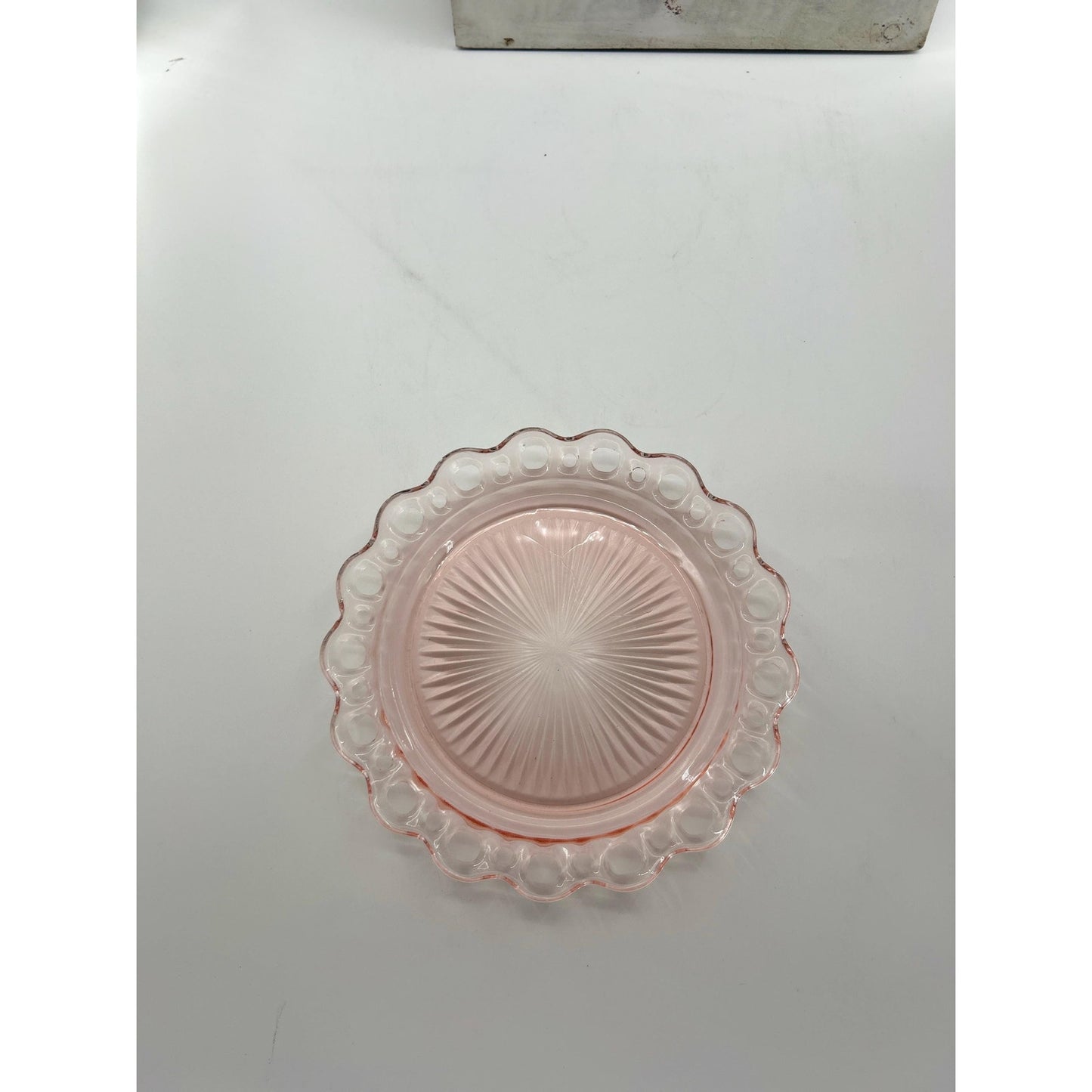 Pink Depression Glass Plate 1930s Art Deco Pressed Glass Serving Dish Scalloped Rim Vintage Collectible Glassware
