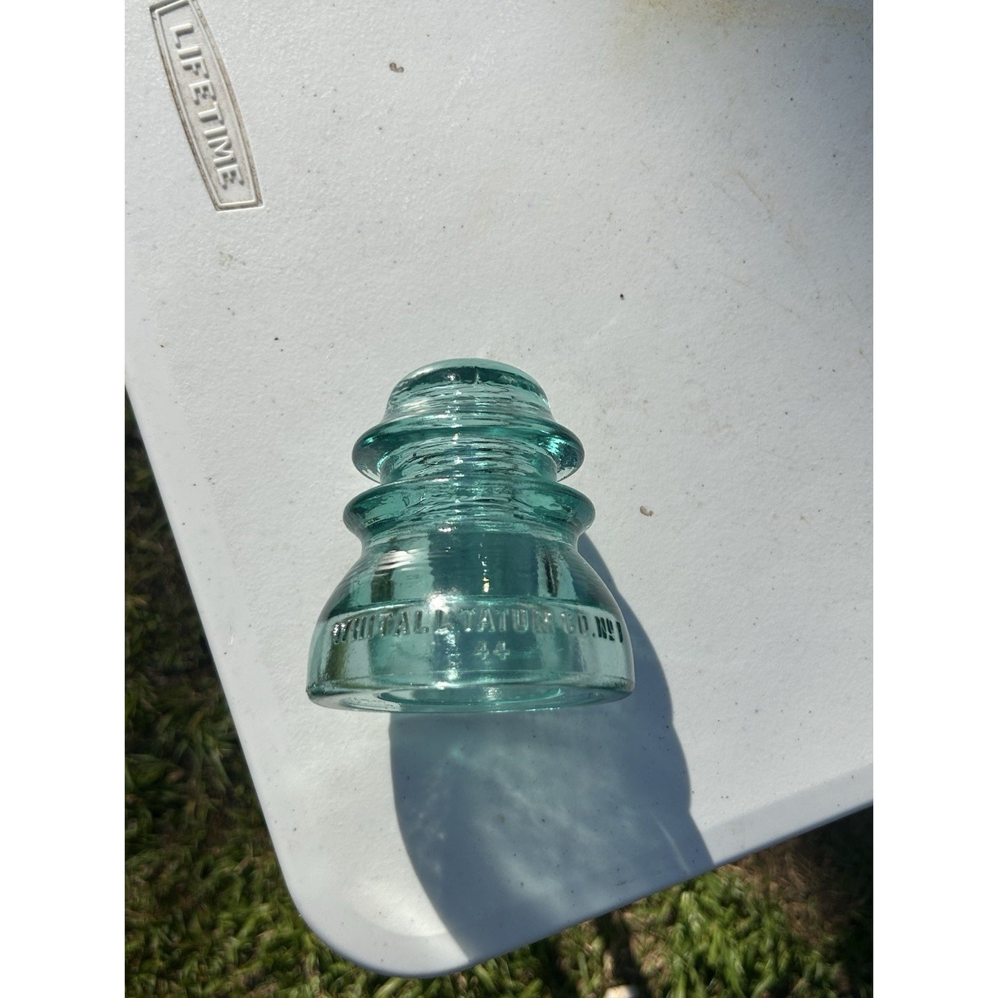Antique Whitall Tatum Co. No. 1 Ice Blue Glass Insulator — Scarce Color — Excellent Condition