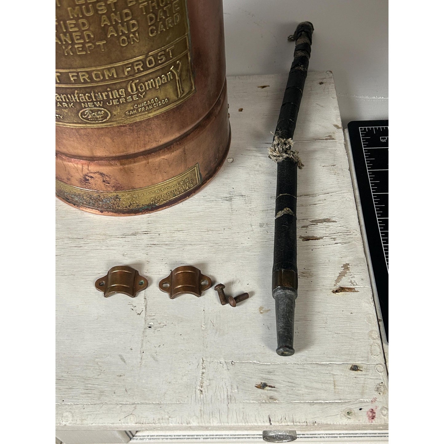 Antique ESSANAY Soda-Acid Fire Extinguisher c.1910s – Solid Copper & Brass – Complete Original Components – Collector Grade. Industrial