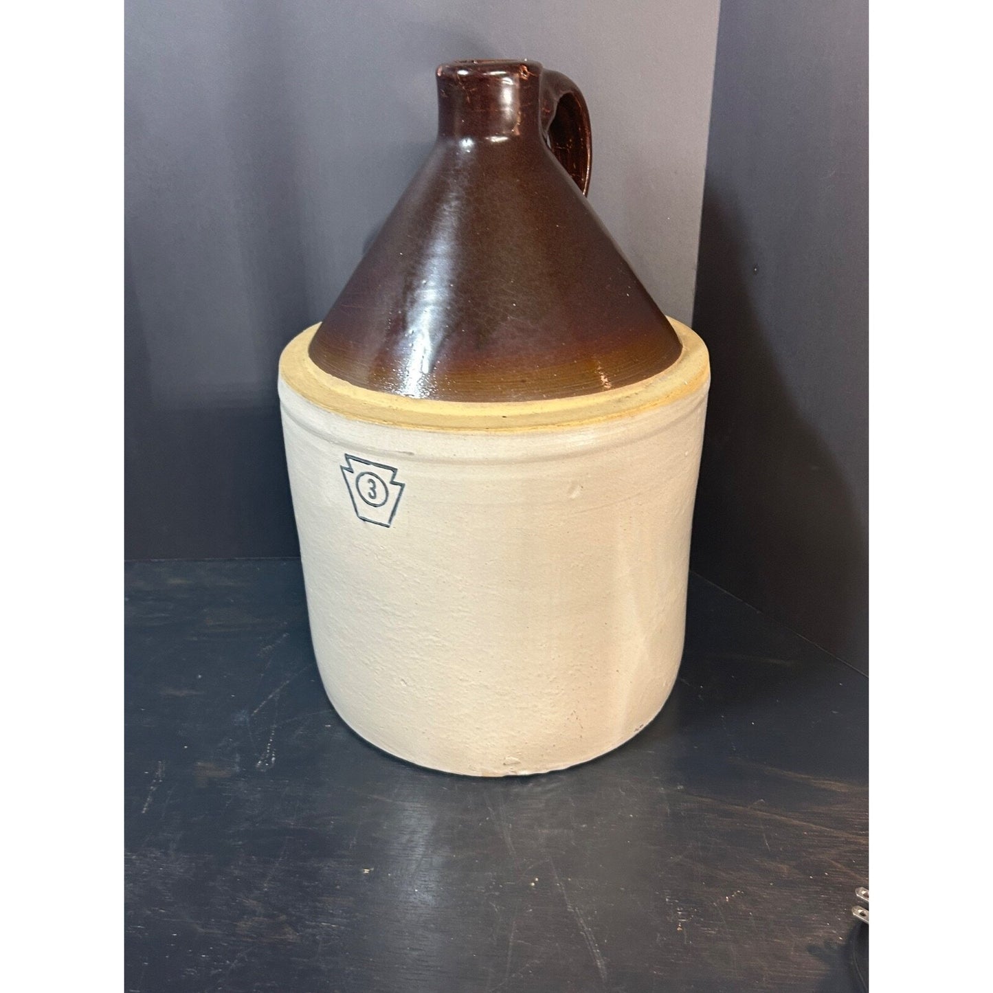 Antique Pfaltzgraff 3 Gallon Stoneware Crock Jug — Keystone Mark — York Pennsylvania