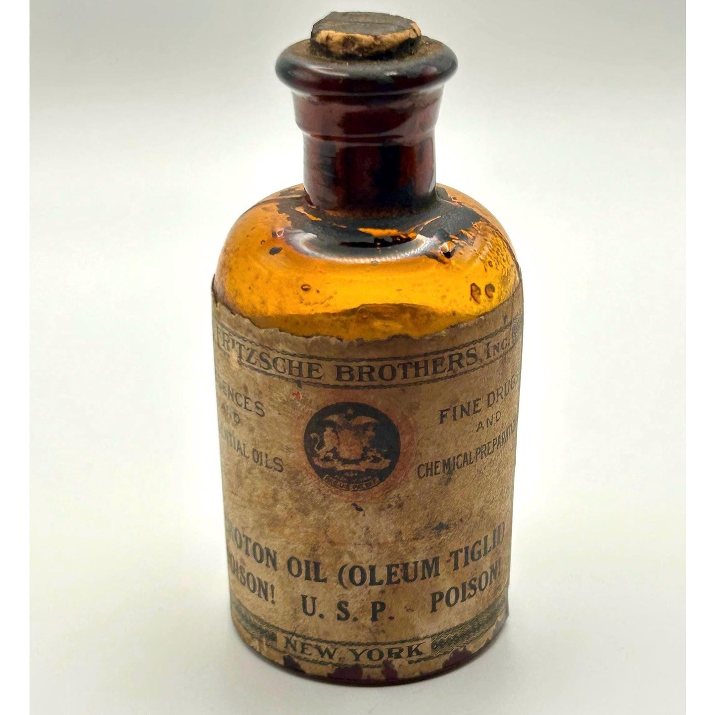 Antique Amber Apothecary Poison Bottle Eli Lilly Pharmacy Medicine Bottle Calcium Sulphide Vintage Drugstore Glass. Rare original contents