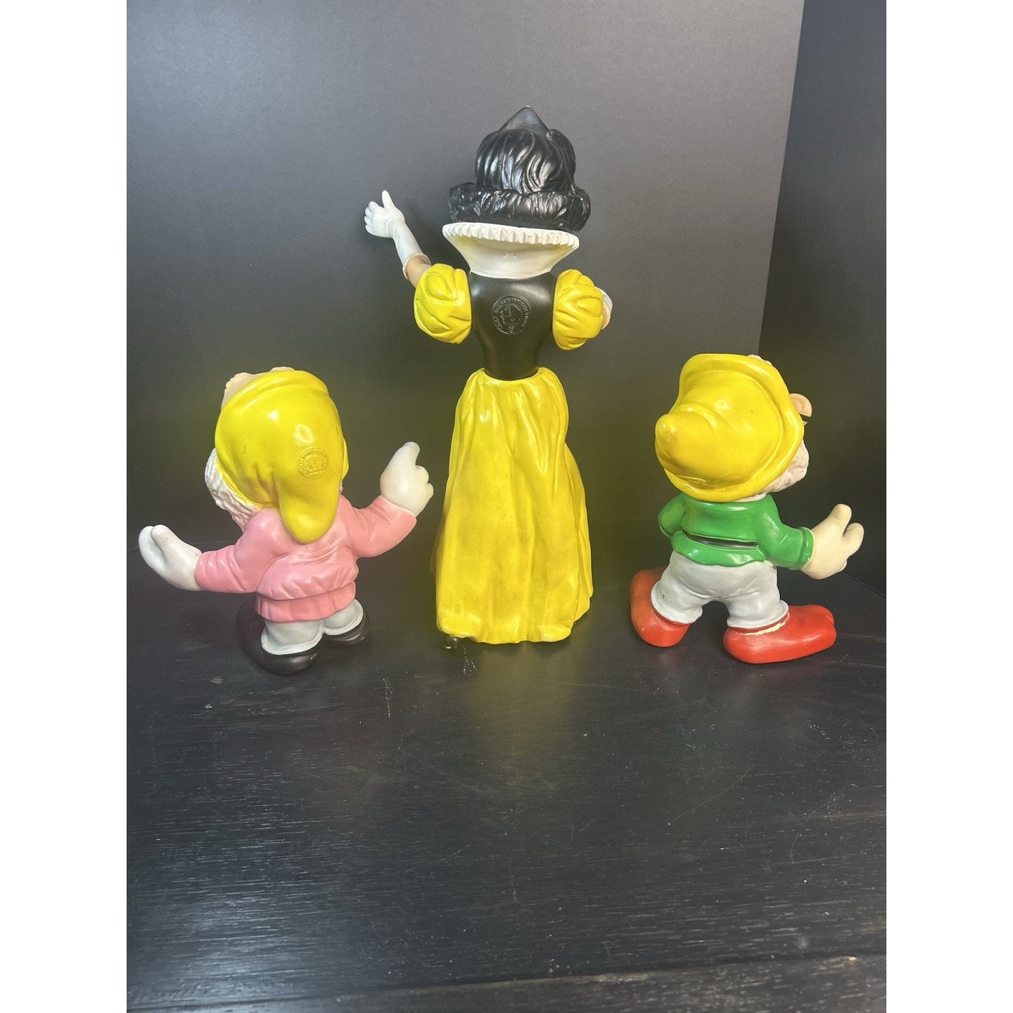 Vintage 1963 Disney Snow White & Three Dwarfs — Large Rubber Squeeze Toys — Made in Italy