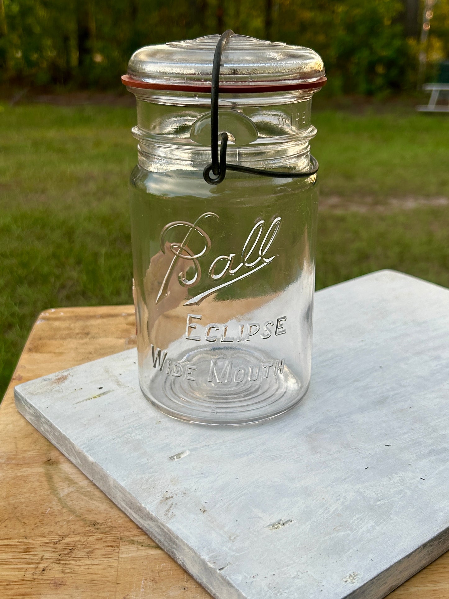 Scarce Complete Ball Eclipse Wide Mouth Jar With Glass Lid & Old Paper Label