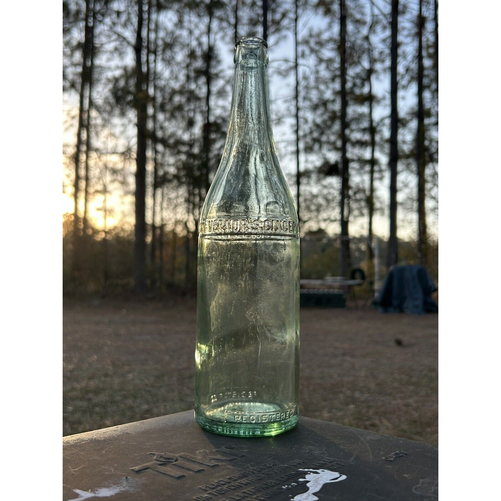 Vernors Ginger Ale embossed soda bottle Detroit MI side