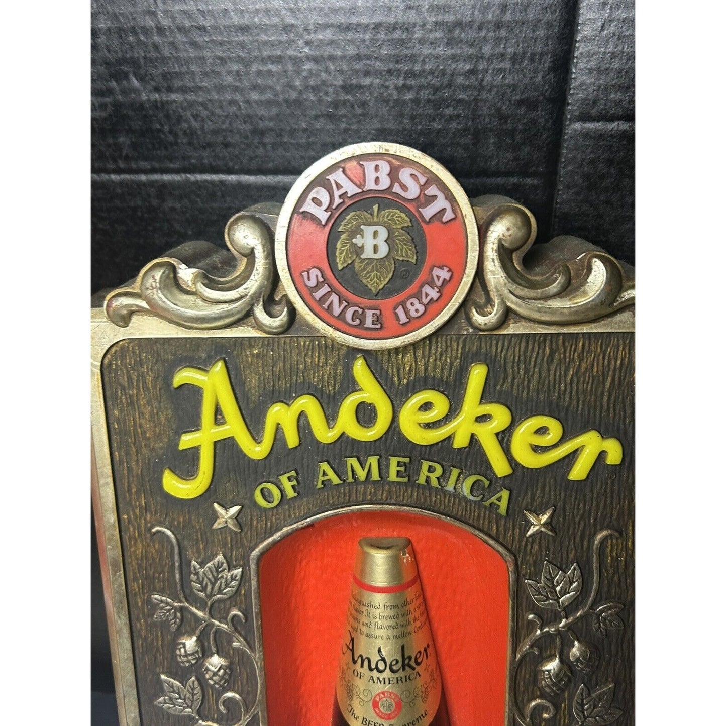 Vintage Pabst Andeker Illuminated Beer Sign — 1970s Working Lighted Advertising — Breweriana