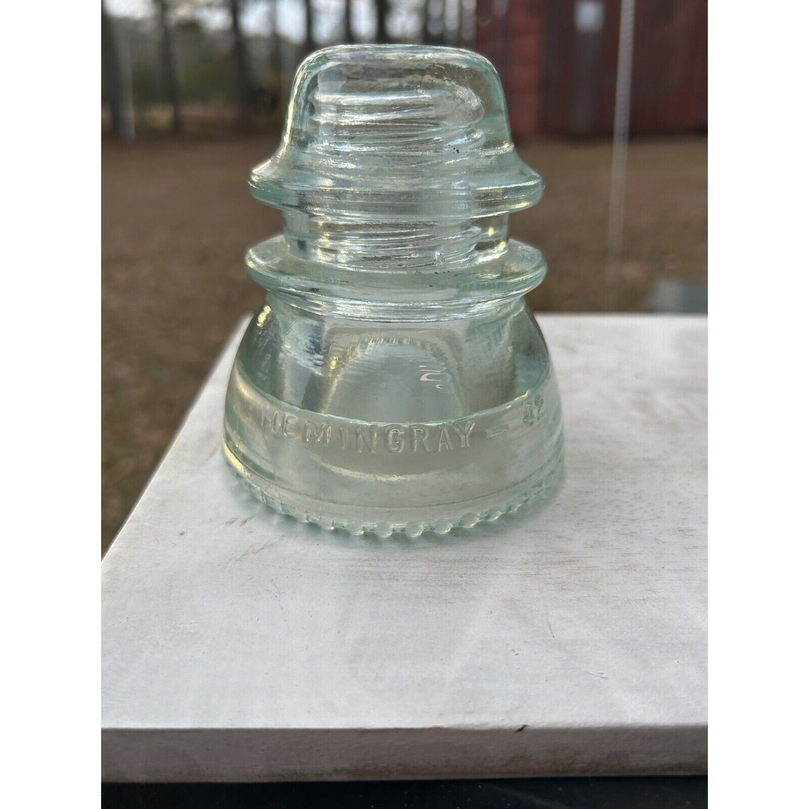 Hemingray 42 clear glass insulator Mold 1 side view