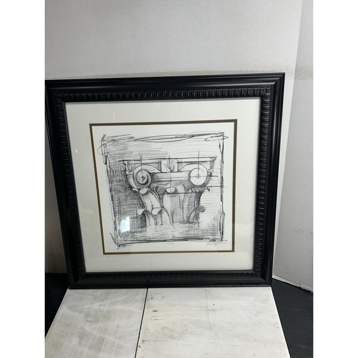 Ethan Harper Drawing the Elements II Signed Print Framed Architectural Art Rare!