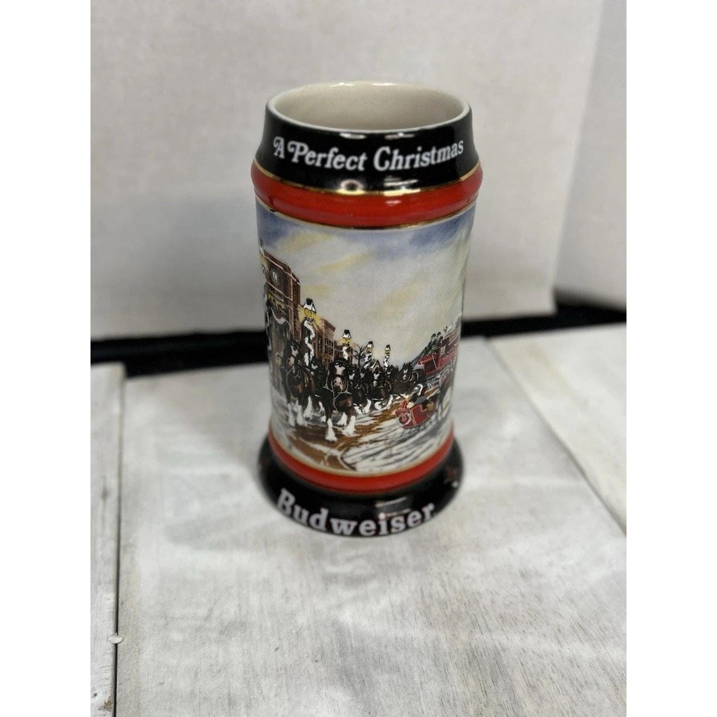 Vintage Budweiser Clydesdales Beer Stein 1992 A Perfect Christmas Holiday Mug Anheuser Busch Ceramarte Breweriana . Great Christmas gift