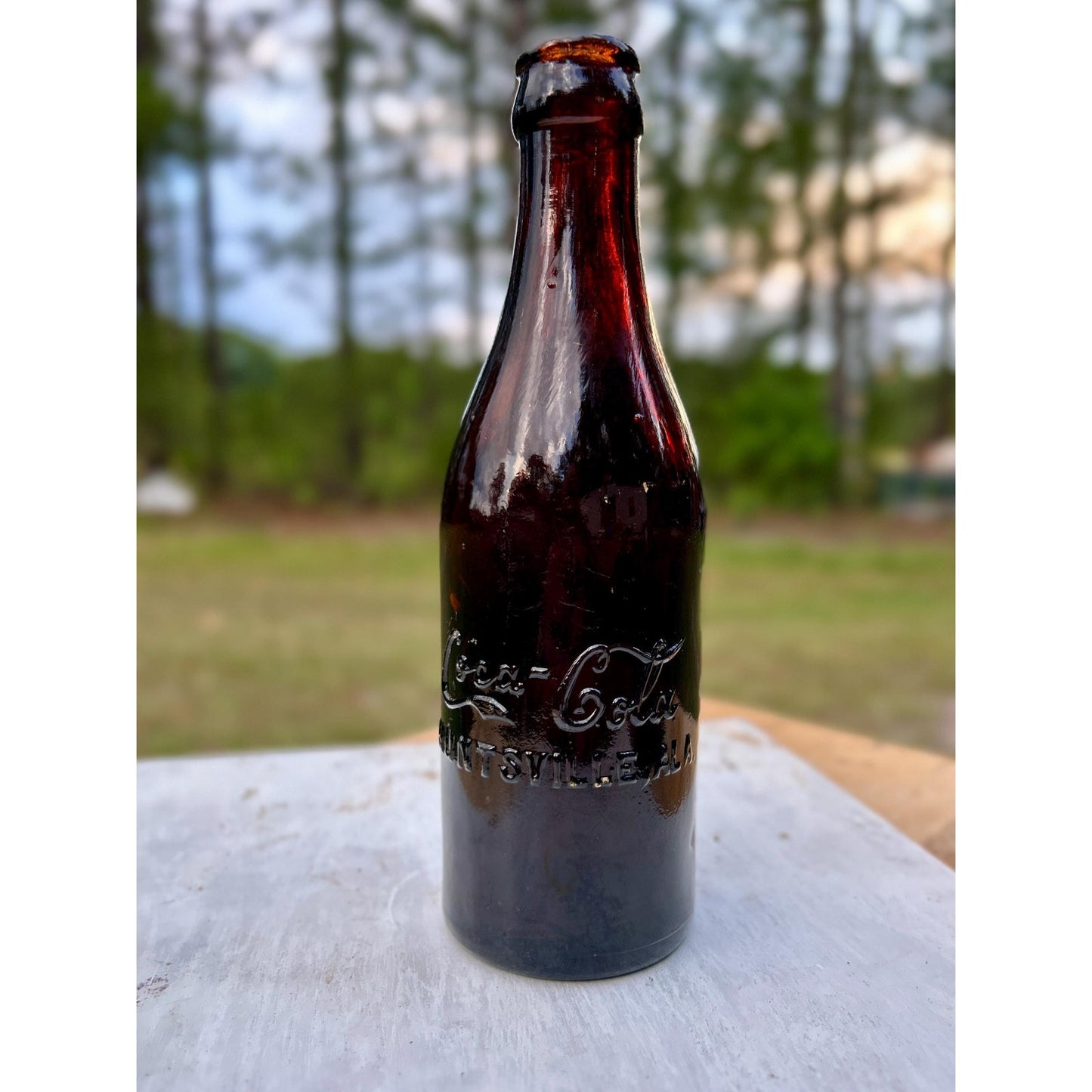 Antique 1910 Huntsville Alabama Coca-Cola Bottle, Cherry Amber Straight-Sided Coke, Double ROOT Error, Root 1069, Near Mint