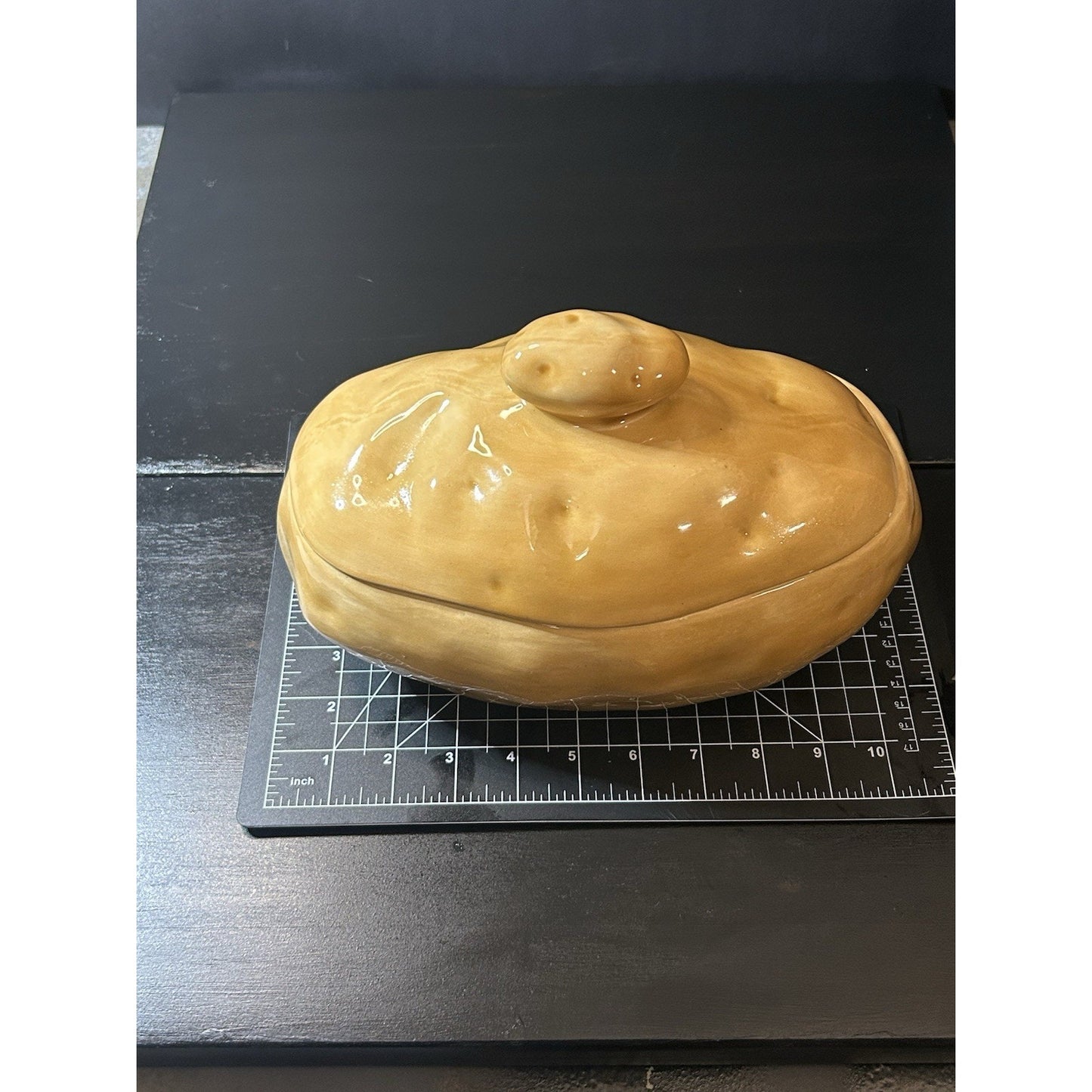 Vintage Ceramic Potato Dish Atlantic Mold Signed E. Flagg 1982 Lidded Server