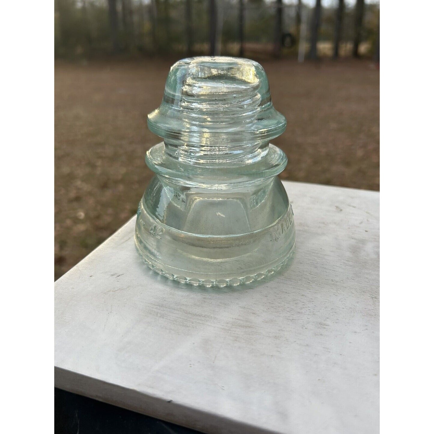 Vintage Hemingray 42 clear insulator drip points detail