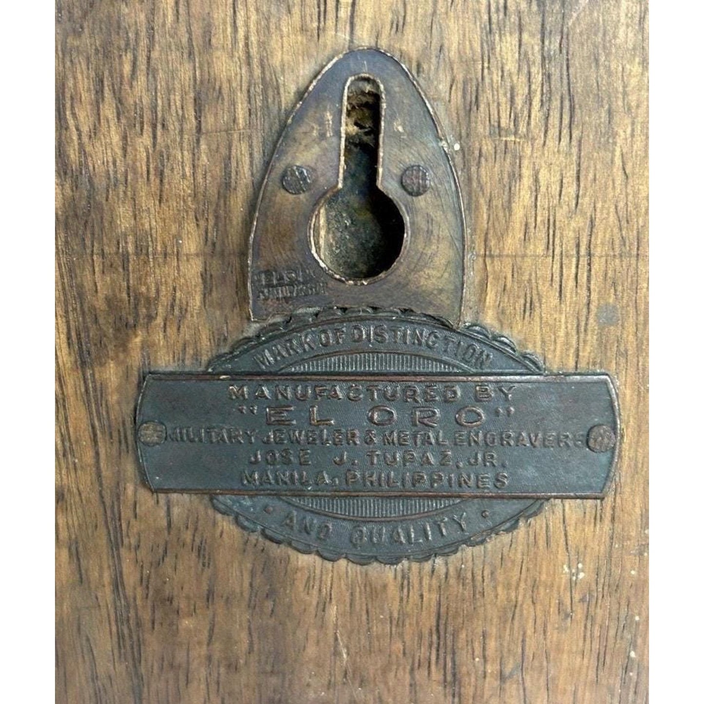 Philippine Nenita Unit Skull & Crossbones Plaque El Oro Military Jeweler Manila Cold War Era Cast Metal. 7th Battalion Combat Team