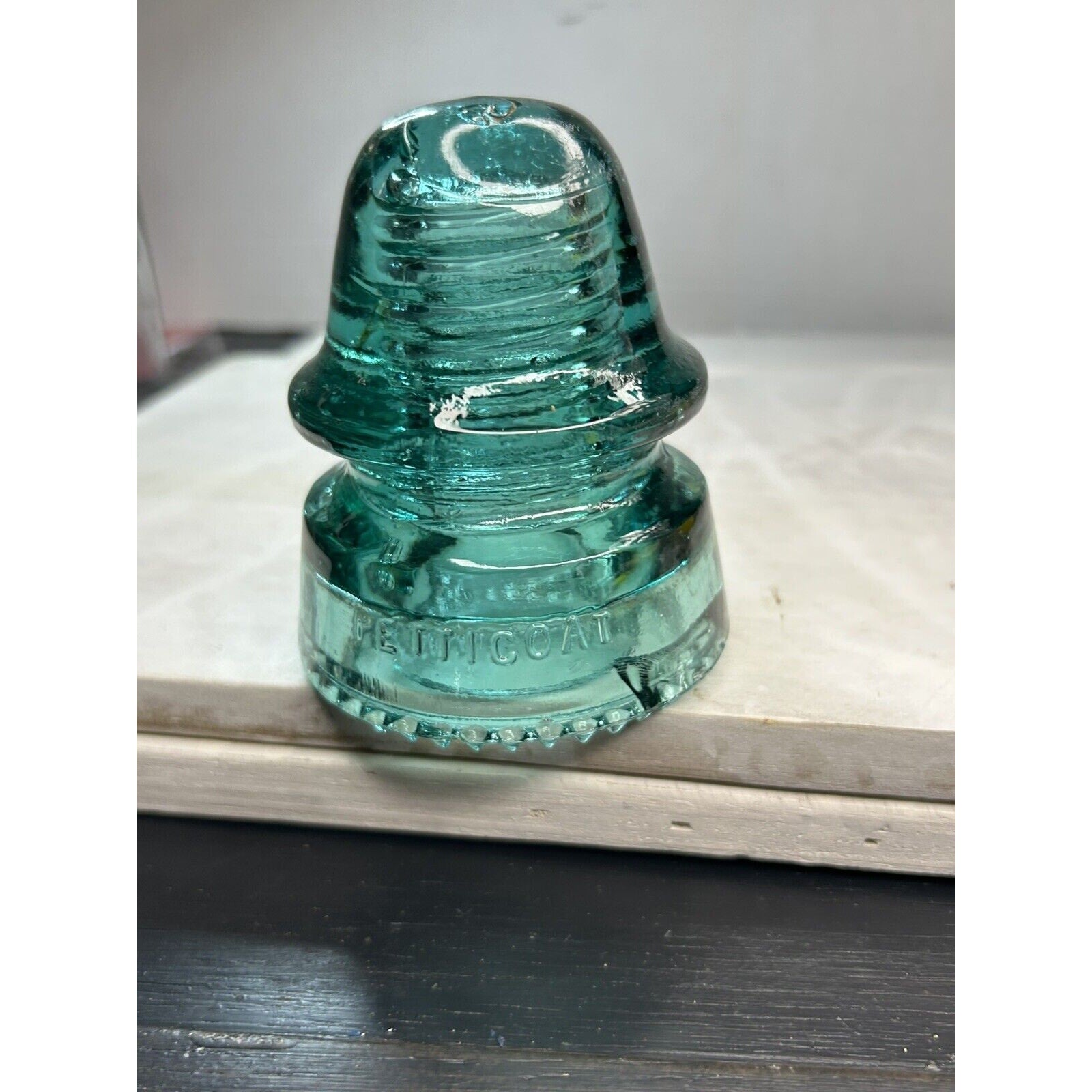 H.G. Co petticoat 1893 aqua green insulator natural light