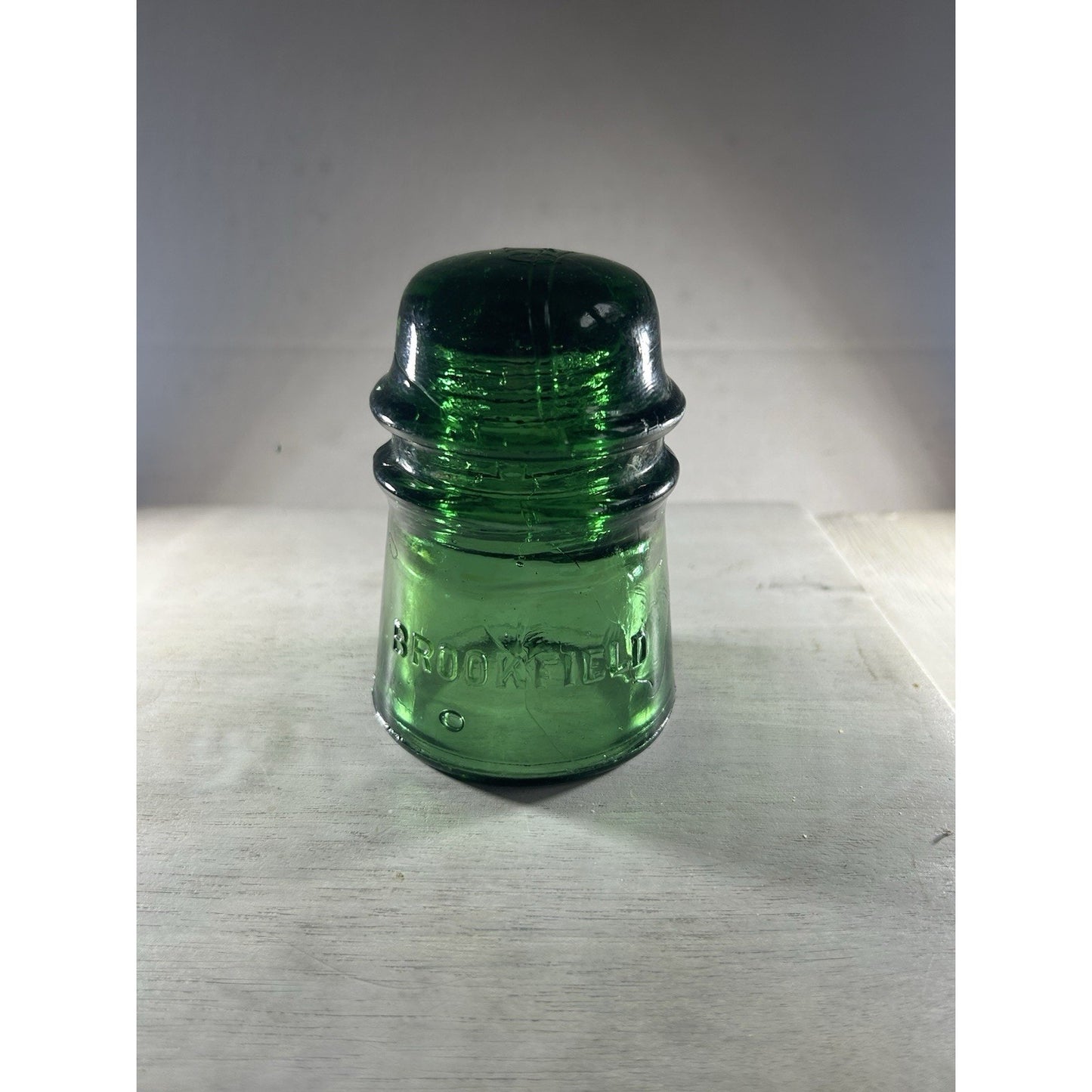 Vintage Deep Emerald Green Brookfield CD 145 Glass Insulator — Rare Color Variant