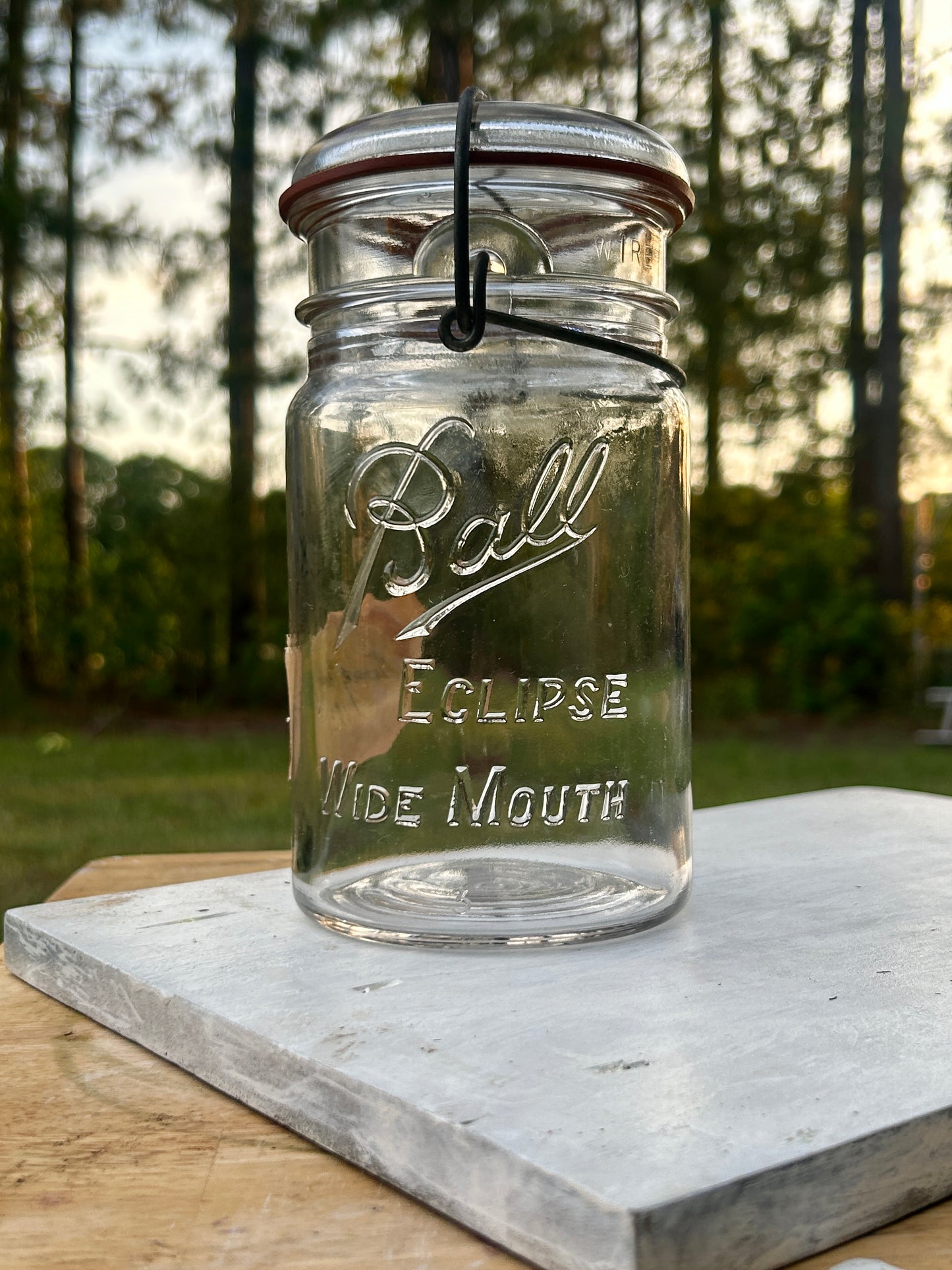 Scarce Complete Ball Eclipse Wide Mouth Jar With Glass Lid & Old Paper Label