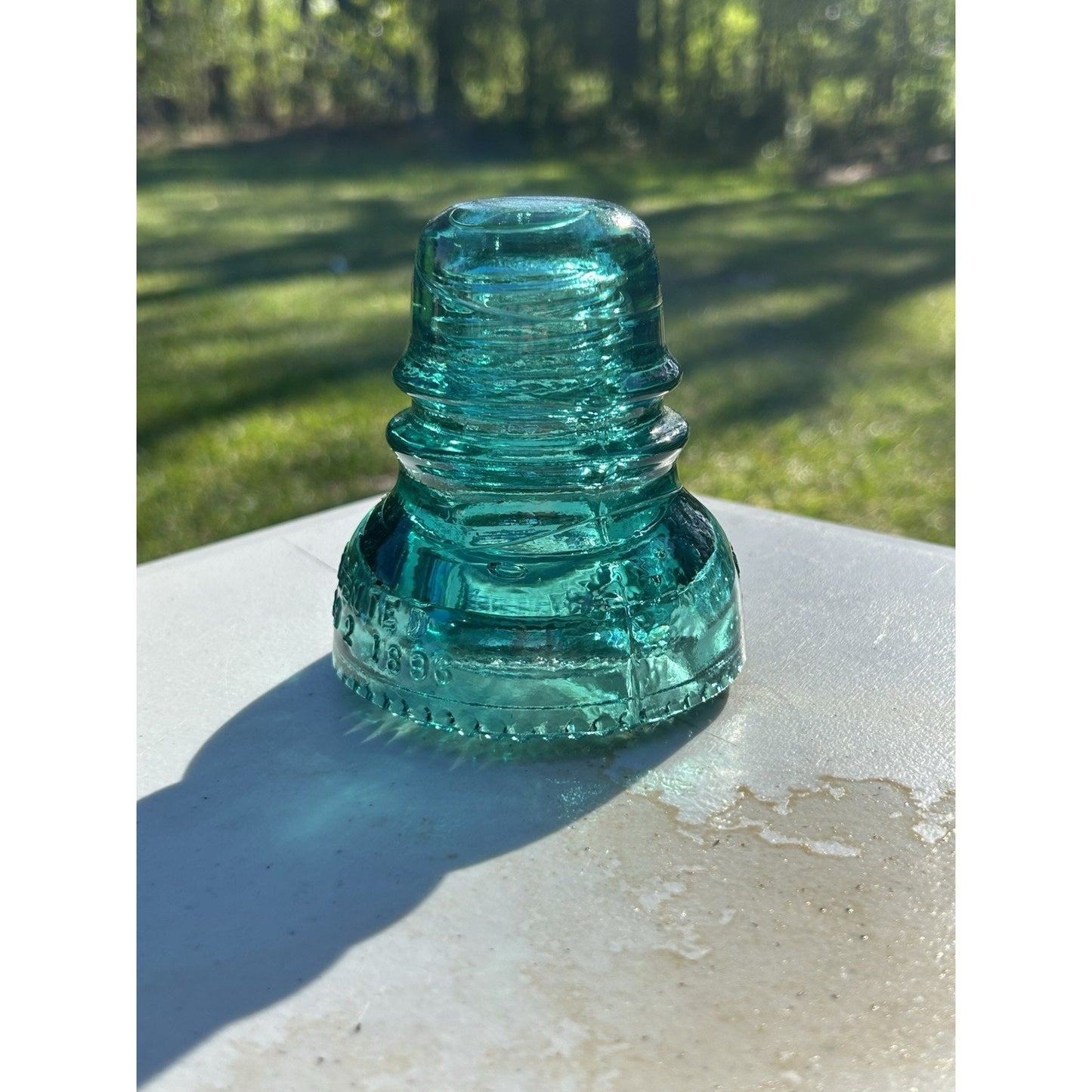 Antique Hemingray Petticoat Aqua Glass Insulators — Patent May 2 1893 — Matched Pair — Rare Style