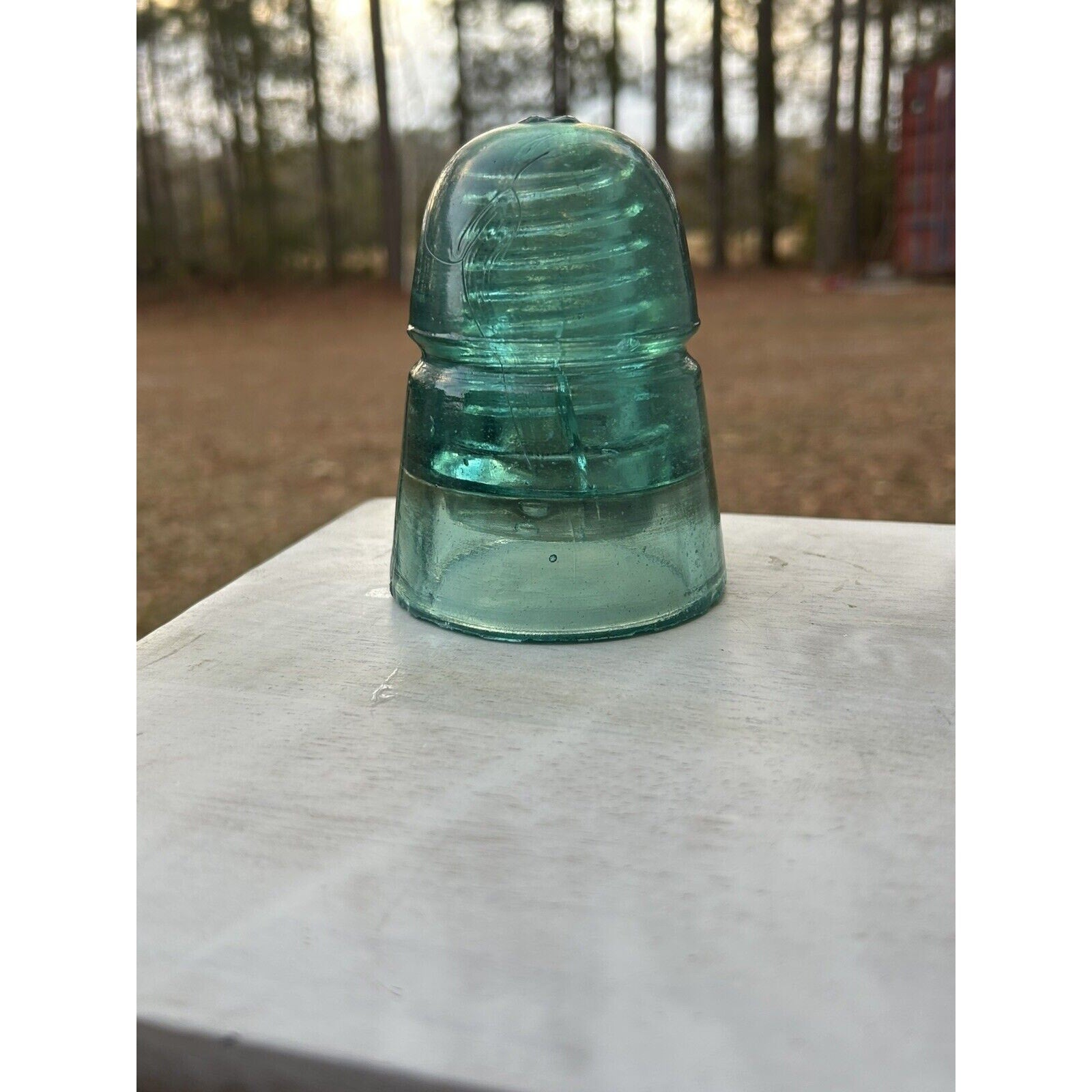 Antique H.G. Co beehive insulator aqua blue full profile